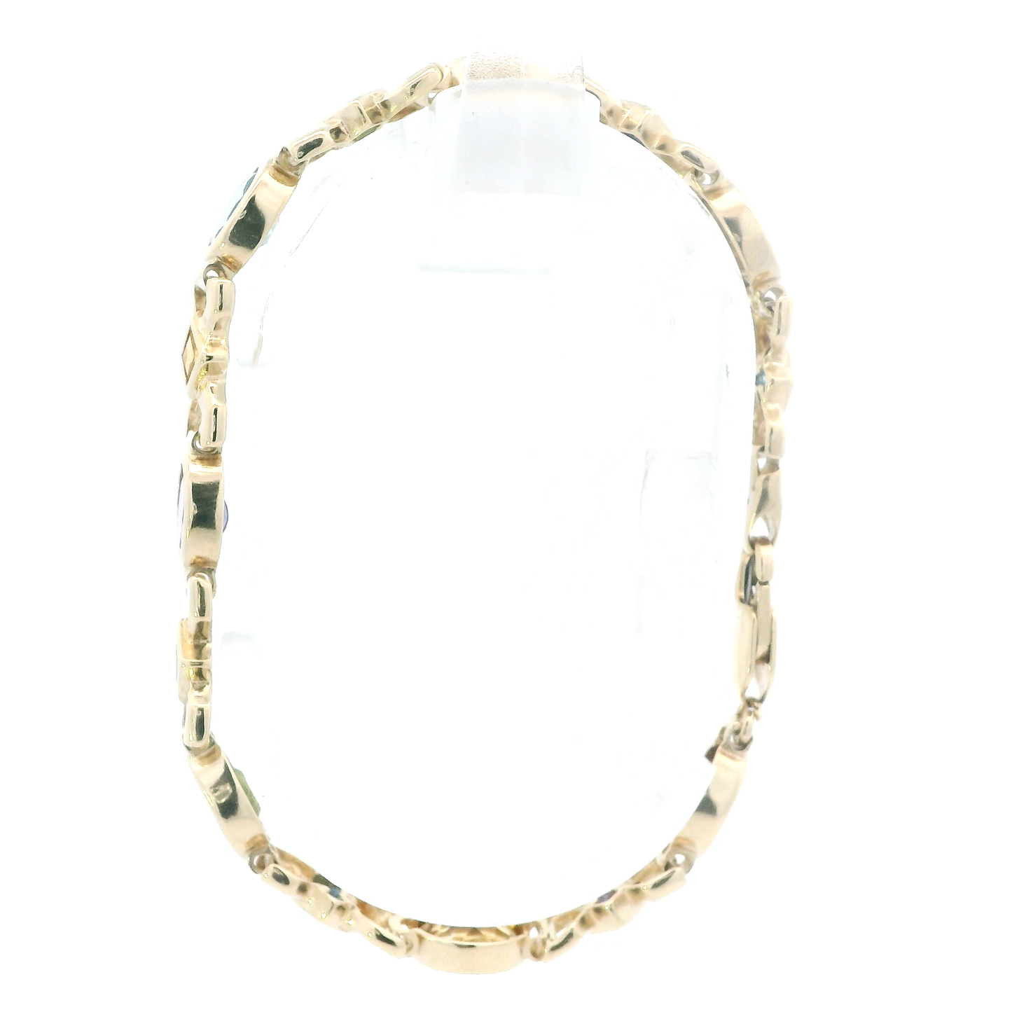 14K Yellow Gold Garnet, Citrine, Peridot, Amethysts, & Topaz Bracelet