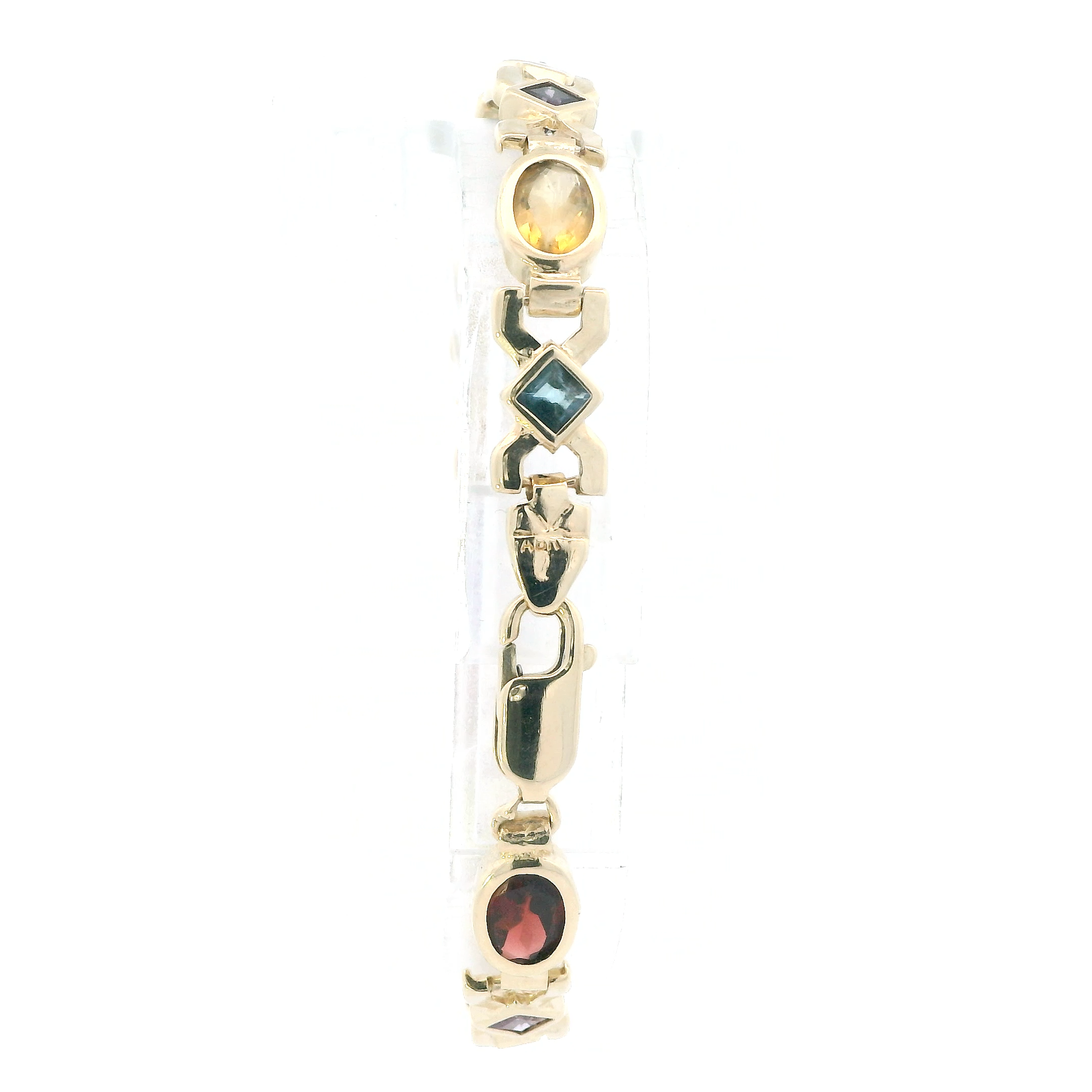 14K Yellow Gold Garnet, Citrine, Peridot, Amethysts, & Topaz Bracelet