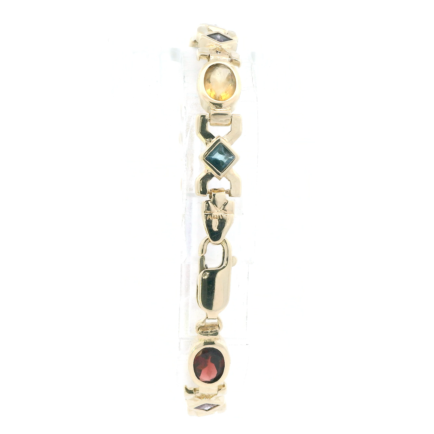 14K Yellow Gold Garnet, Citrine, Peridot, Amethysts, & Topaz Bracelet