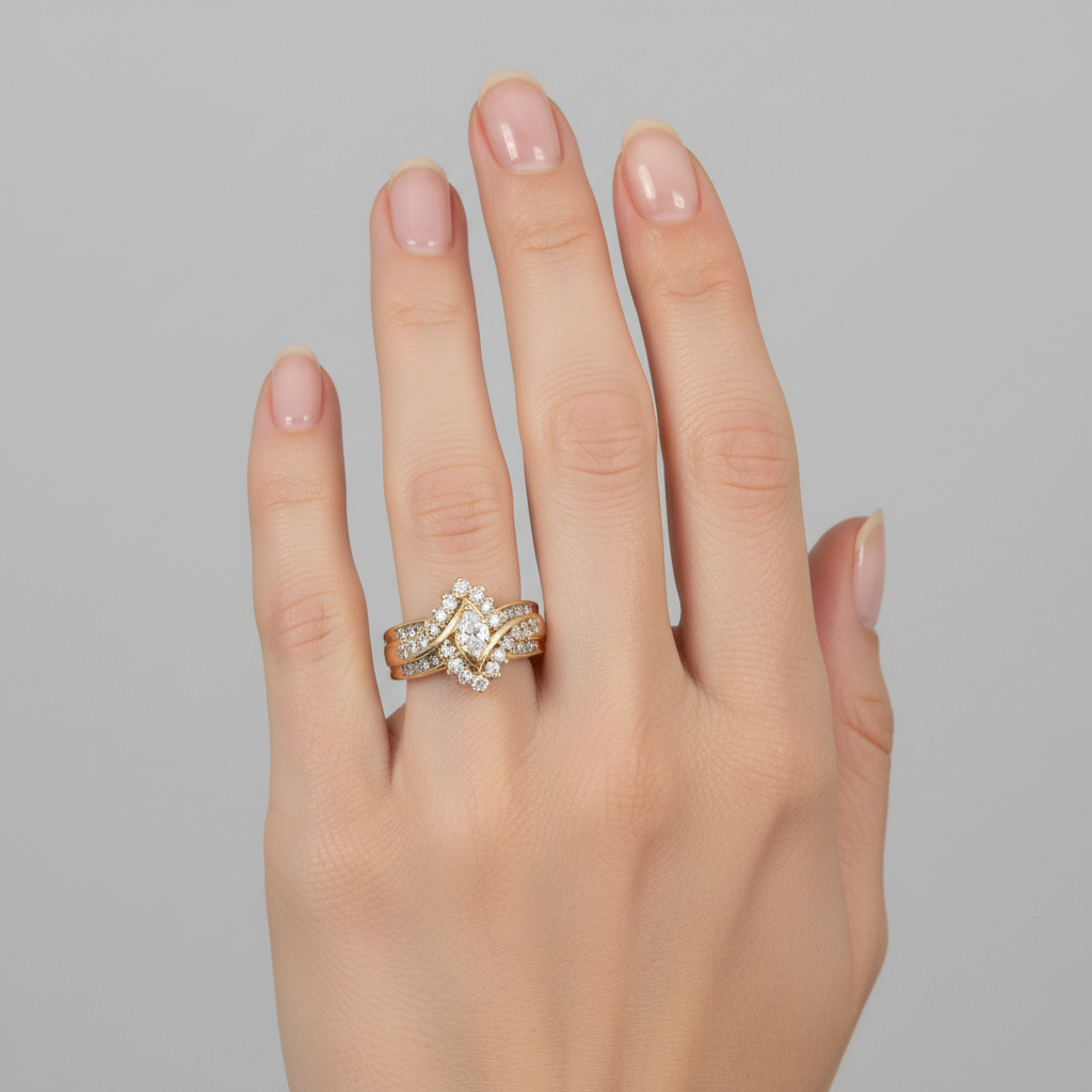 14K Yellow Gold Diamond Womans Ring - 0.81ct