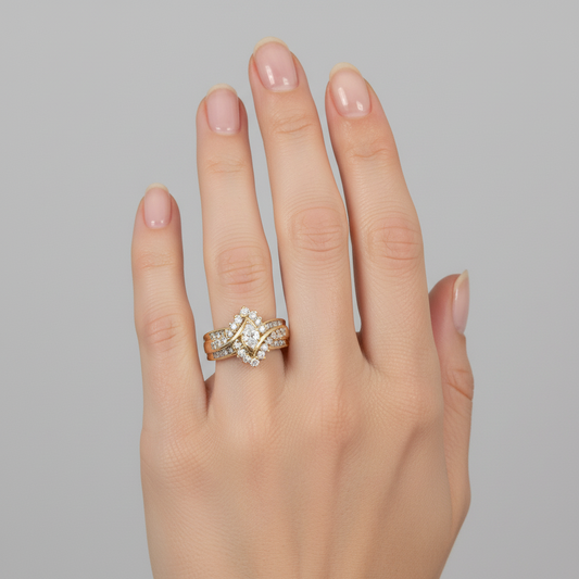 14K Yellow Gold Diamond Womans Ring - 0.81ct
