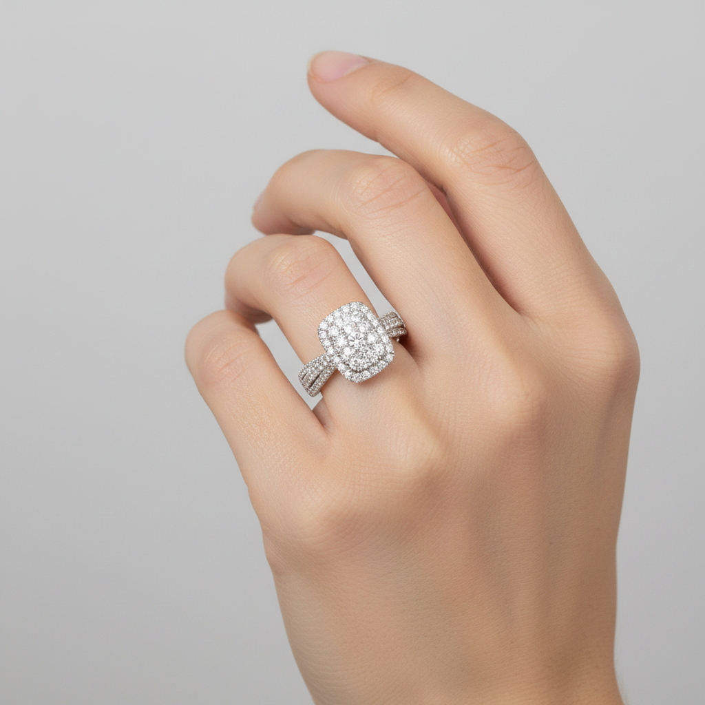 10K White Gold Diamonds Womans Ring - 1.05ct