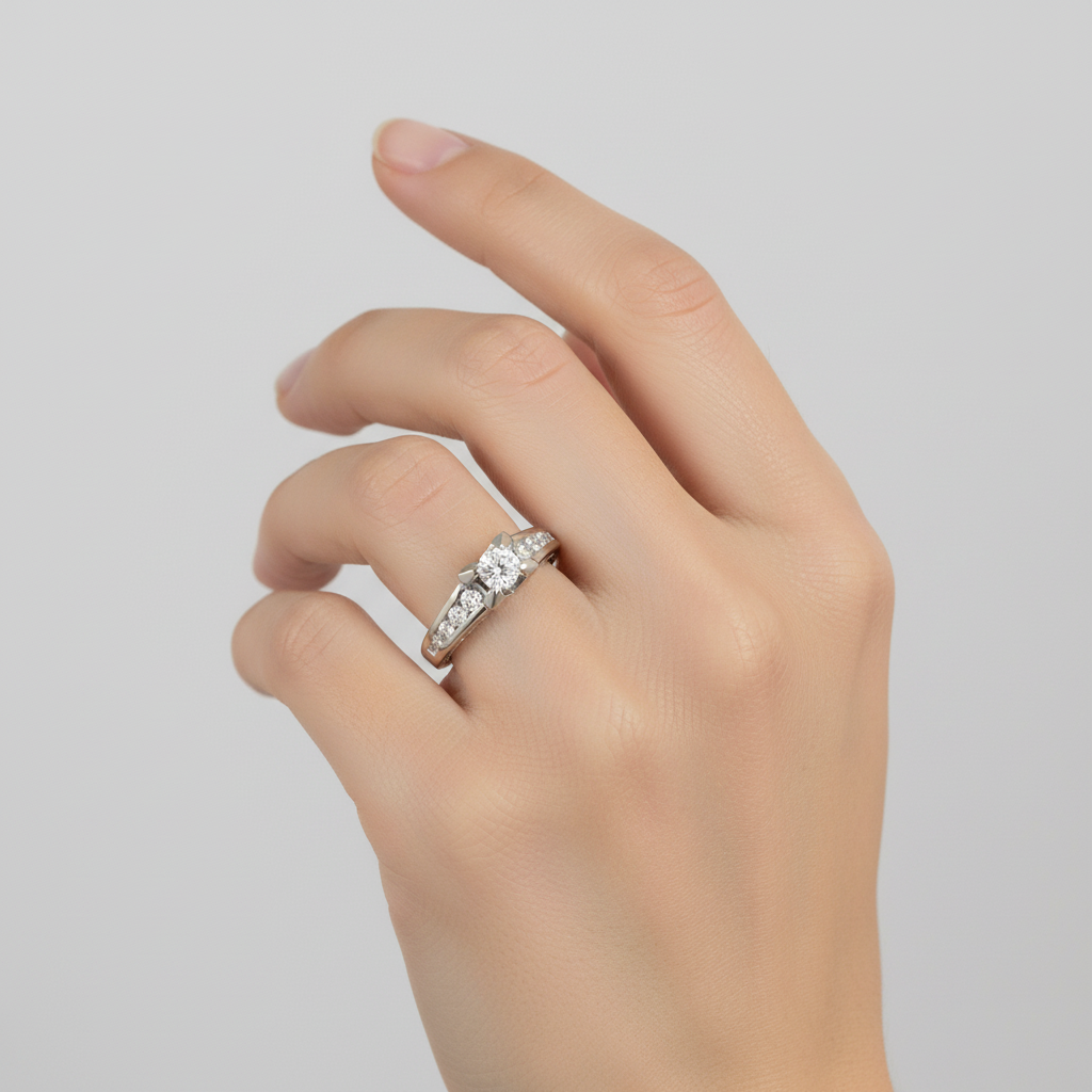 18K White Gold Diamonds Womans Ring - 0.97ct