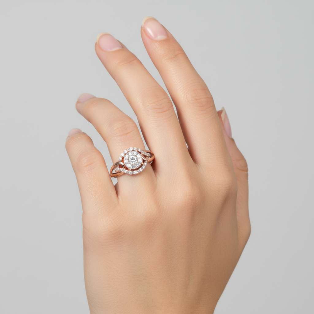 10K Rose Gold Diamonds Womans Ring - 0.42ct