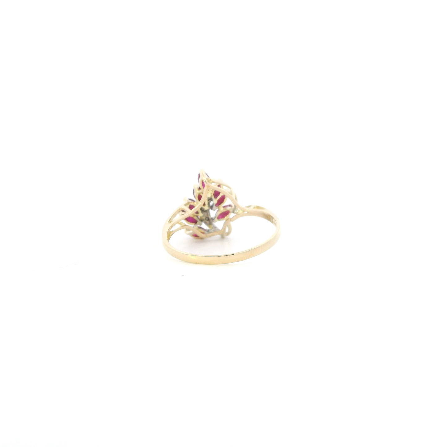 14K Yellow Gold Diamonds & Rubies Womans Ring - 0.02ct