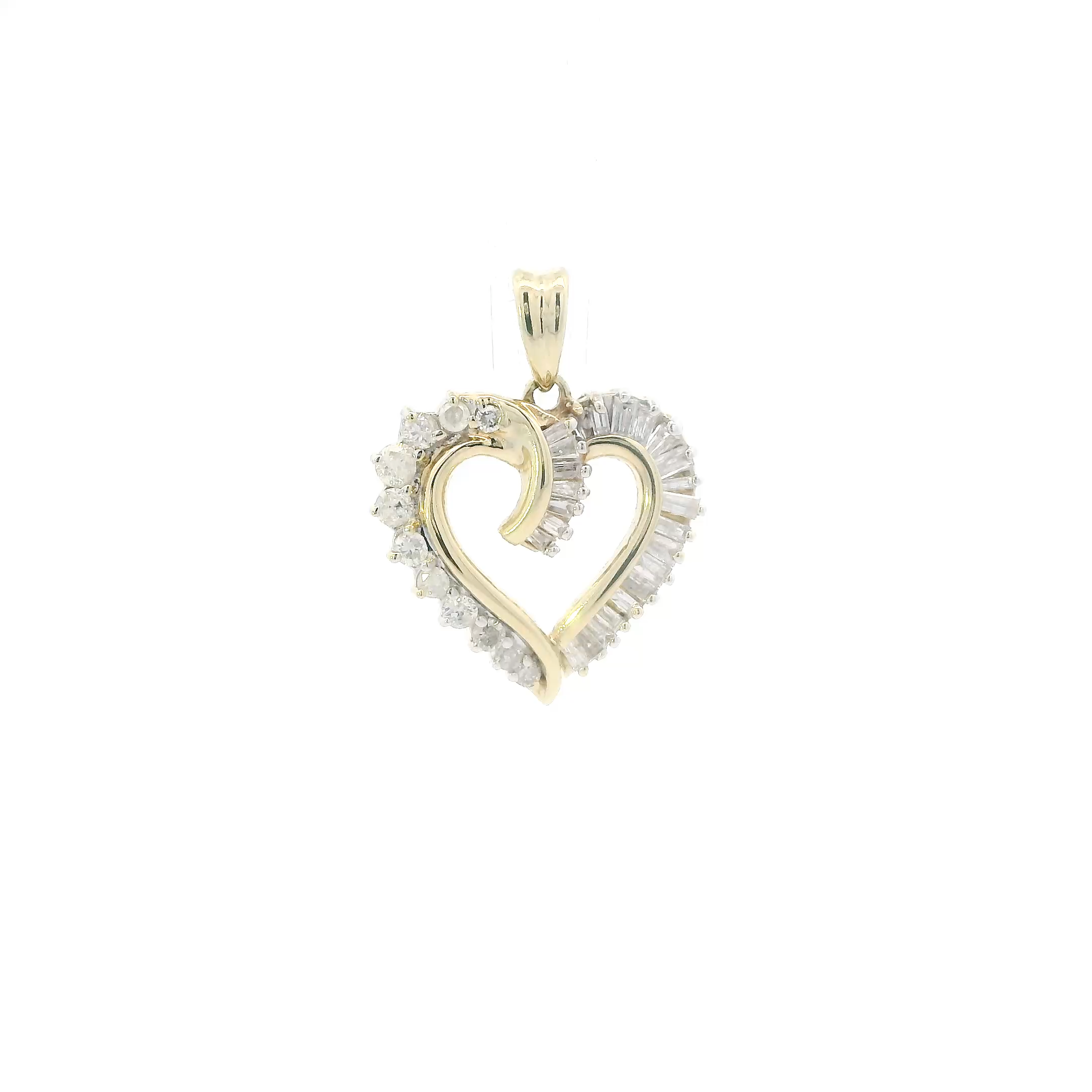 10K Yellow Gold Diamonds Heart Pendant - 0.35ct