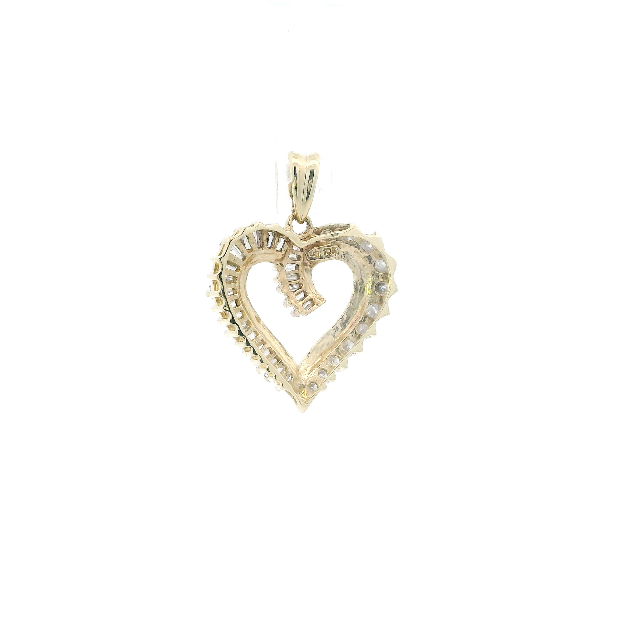 10K Yellow Gold Diamonds Heart Pendant - 0.35ct