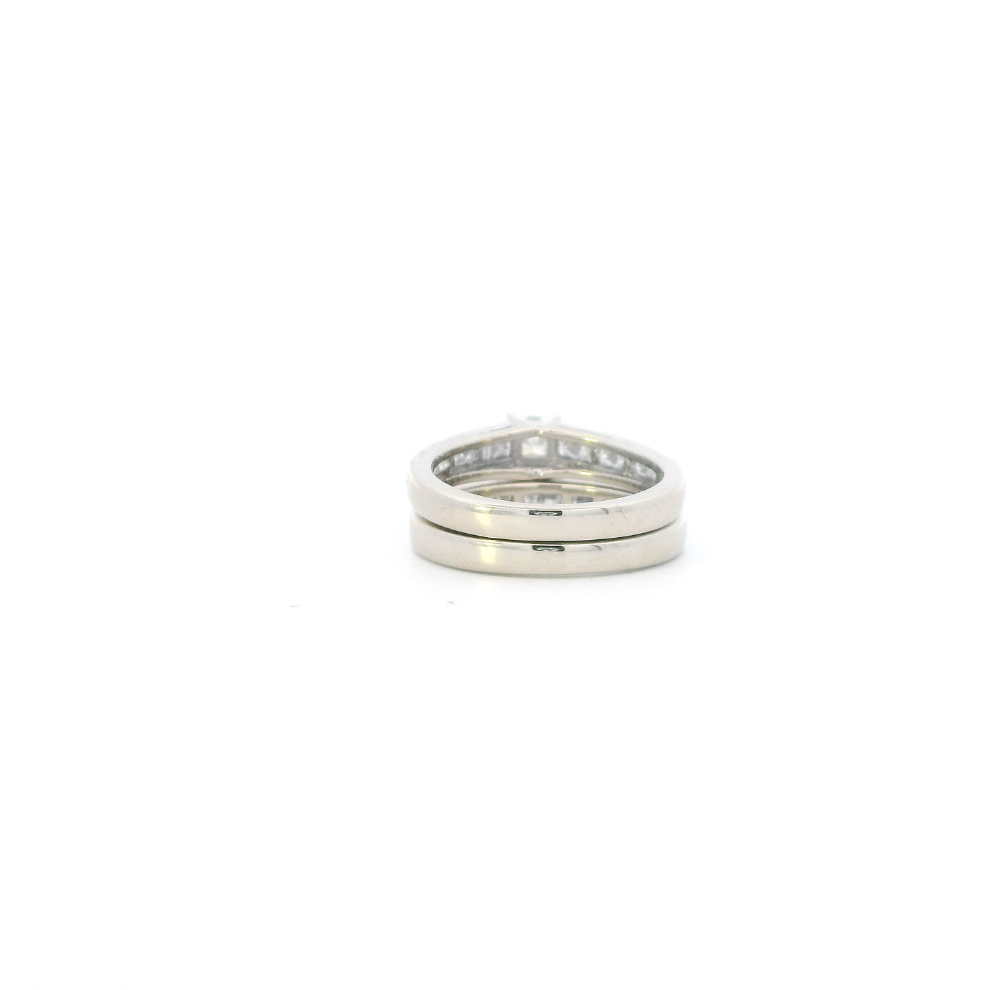 14K White Gold Womans Diamond Engagement & Wedding Ring Set - 1.22ct