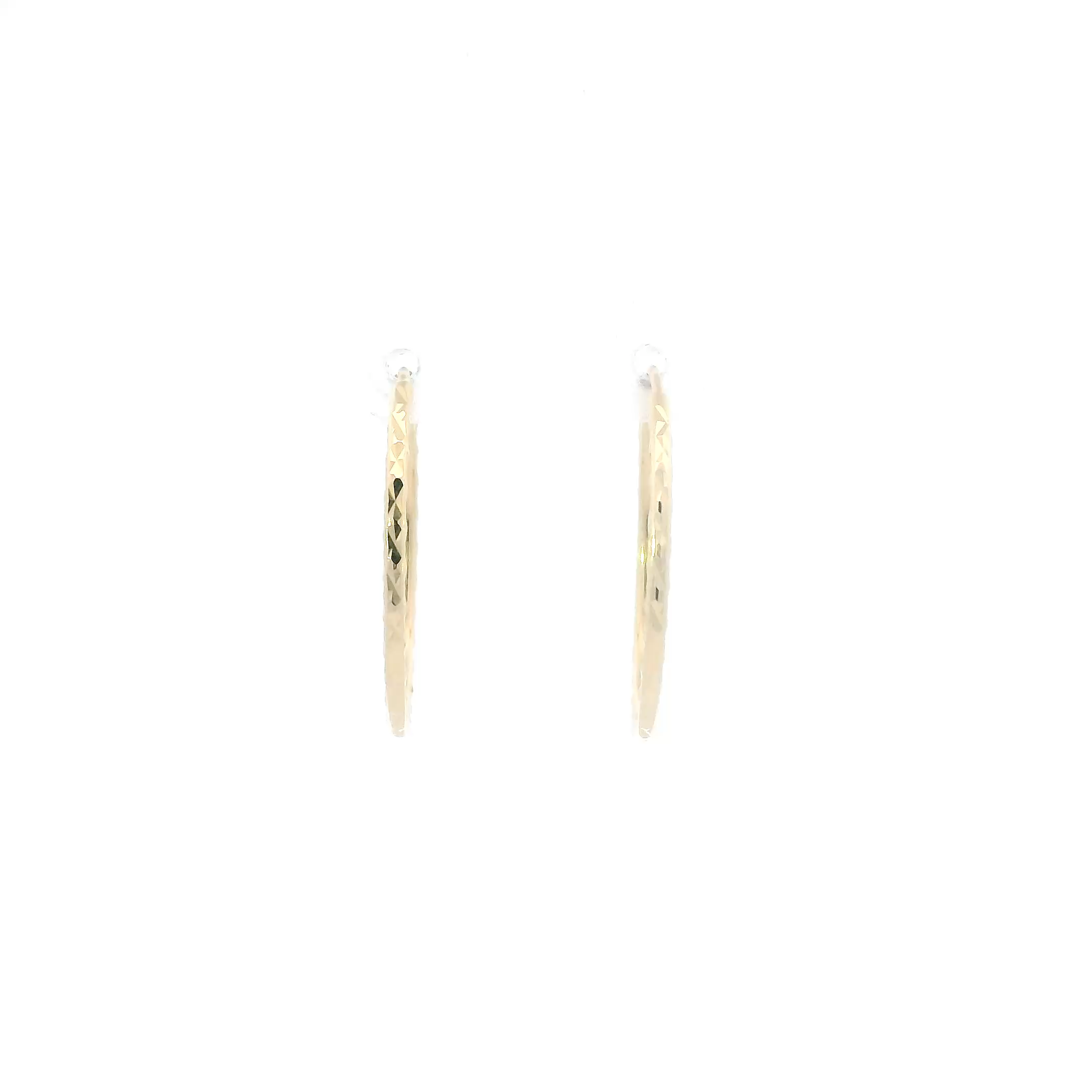 14K Yellow Gold Diamond Cut Hoop Earrings