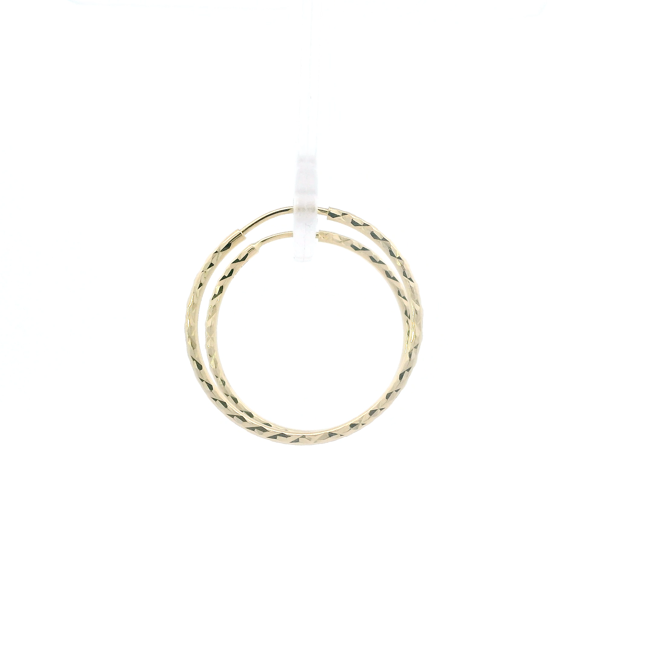 14K Yellow Gold Diamond Cut Hoop Earrings