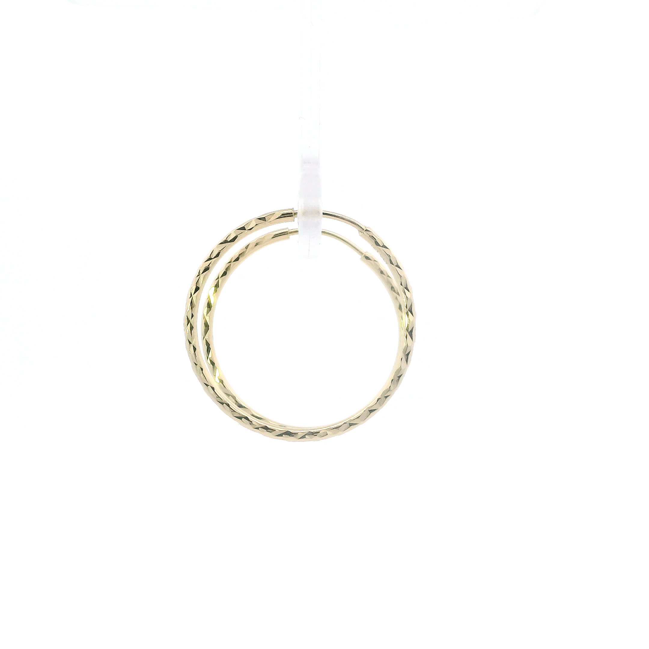 14K Yellow Gold Diamond Cut Hoop Earrings