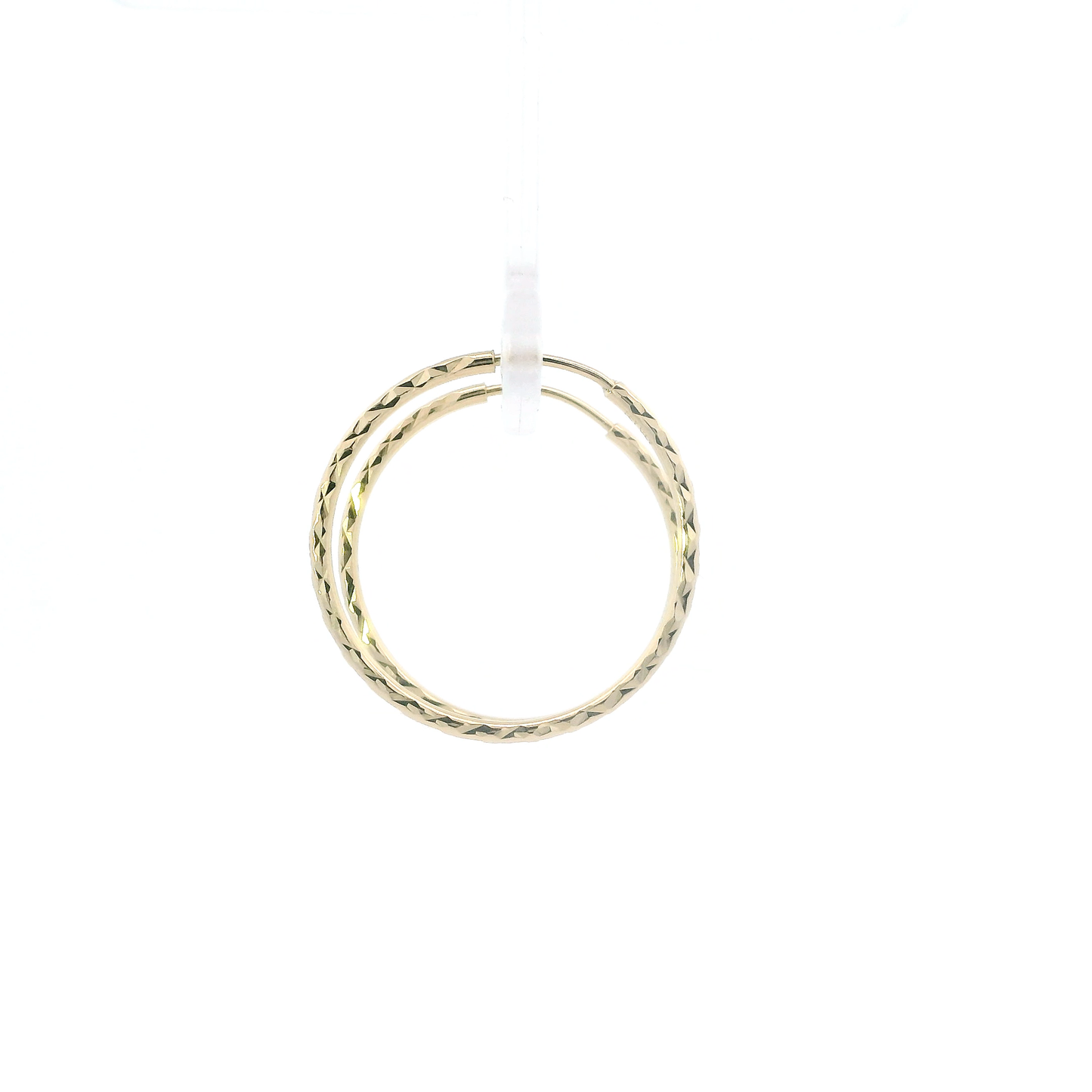 14K Yellow Gold Diamond Cut Hoop Earrings