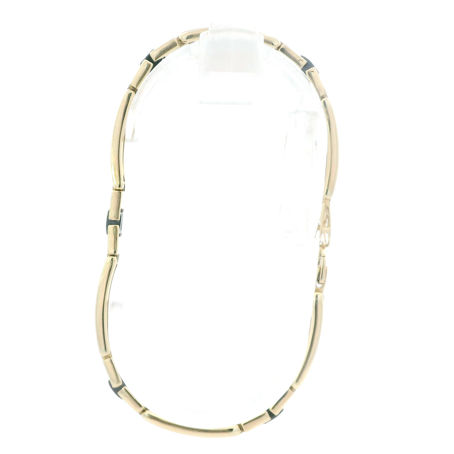 14K Yellow Gold 8" Black Hinged Bar Link Bracelet