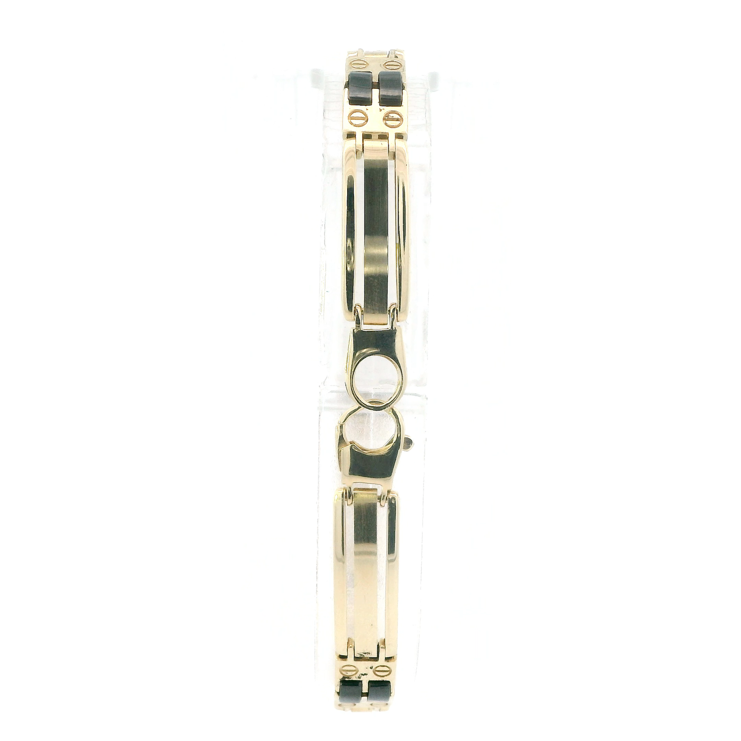 14K Yellow Gold 8" Black Hinged Bar Link Bracelet