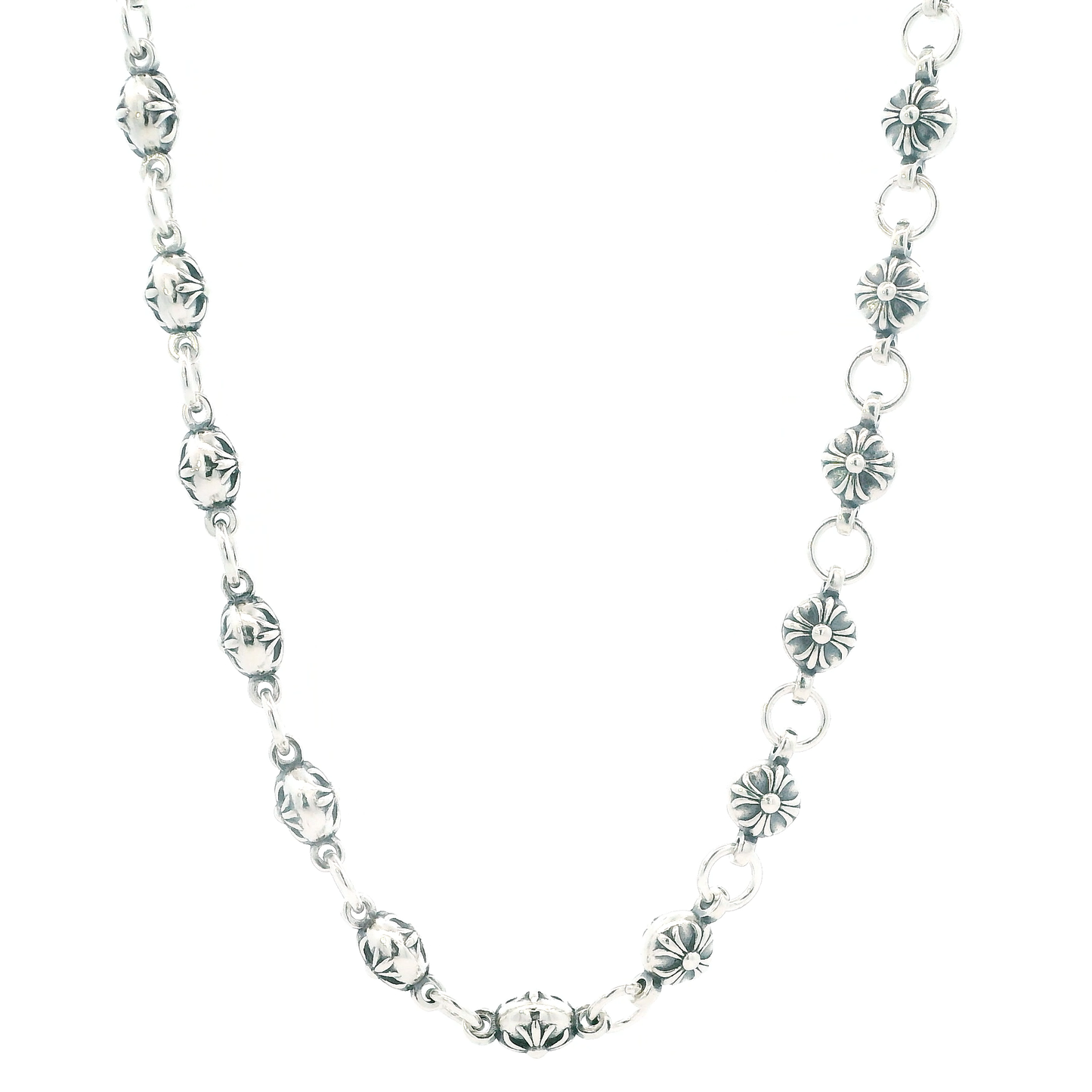 Chrome Hearts Sterling Silver 24" Beaded Gothic Chain