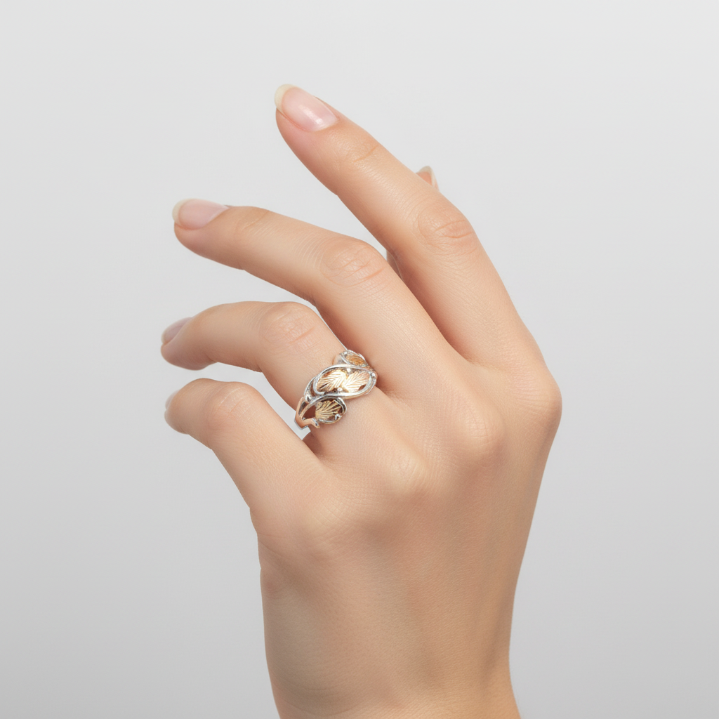 Black Hills Gold Sterling Silver Leaf Womans Ring