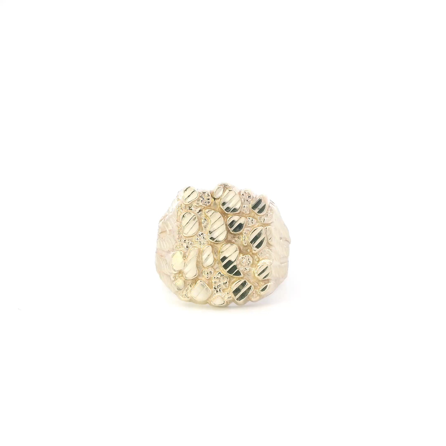 14K Yellow Gold Nugget Mens Ring
