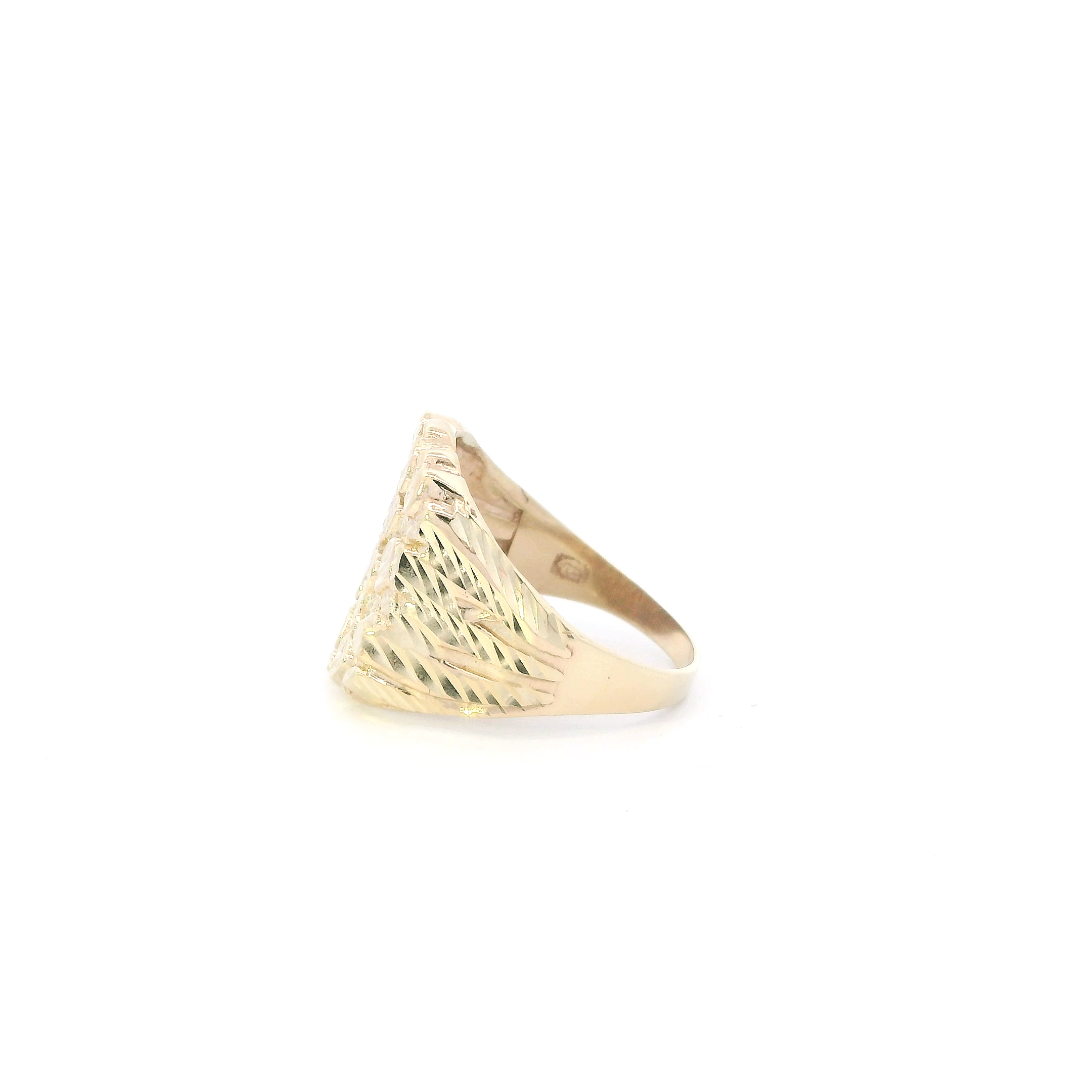 14K Yellow Gold Nugget Mens Ring