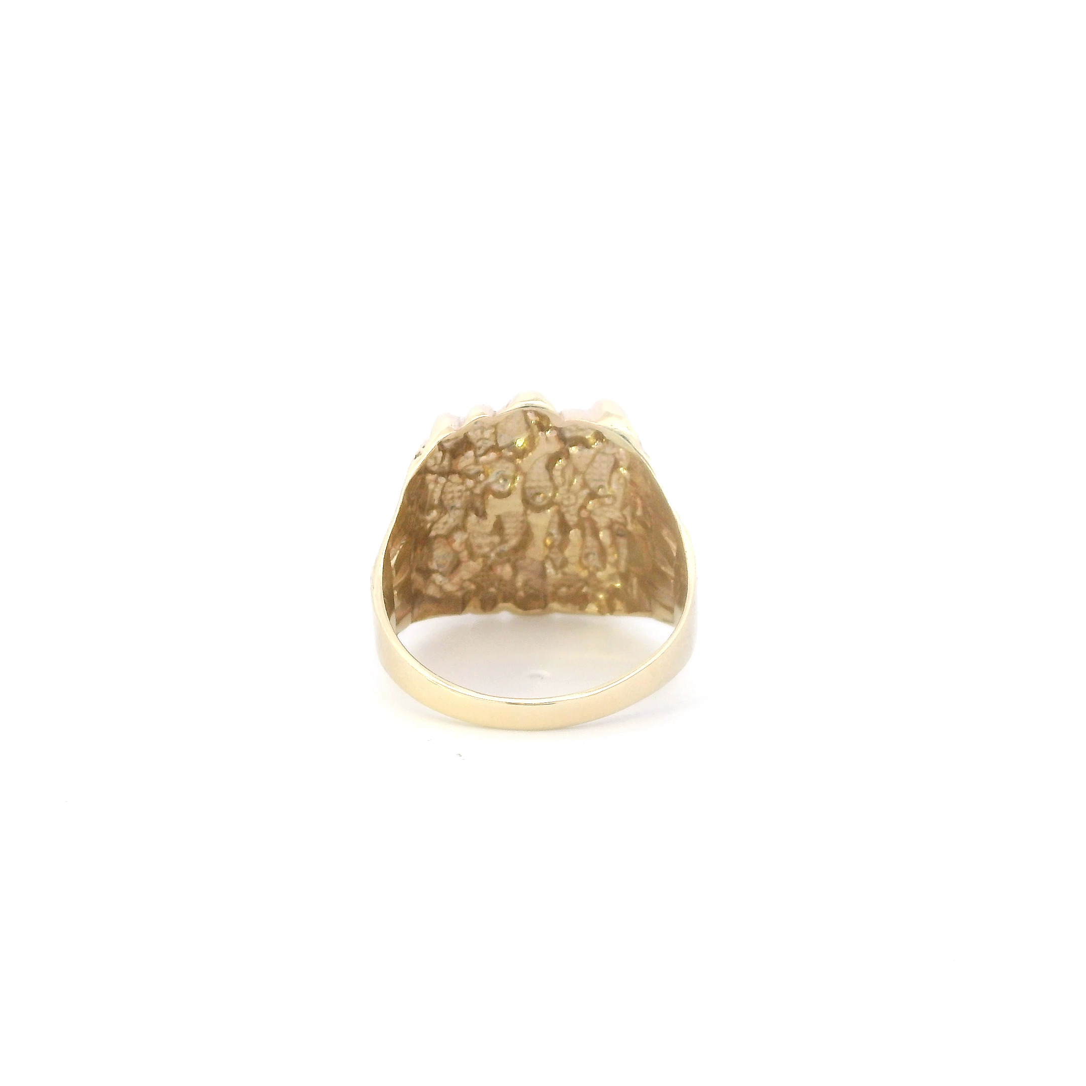 14K Yellow Gold Nugget Mens Ring
