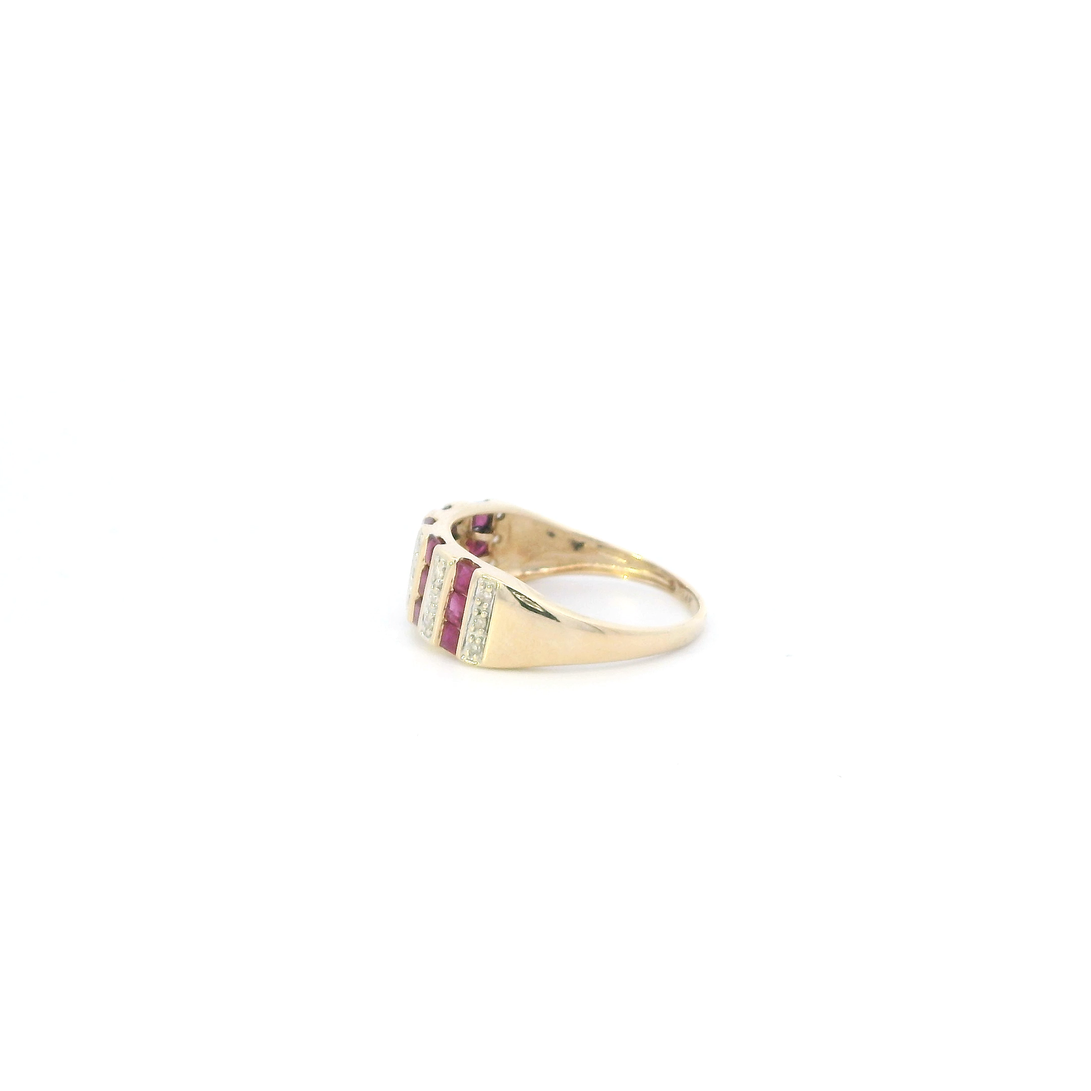 14K Yellow Gold Rubies Womens Ring