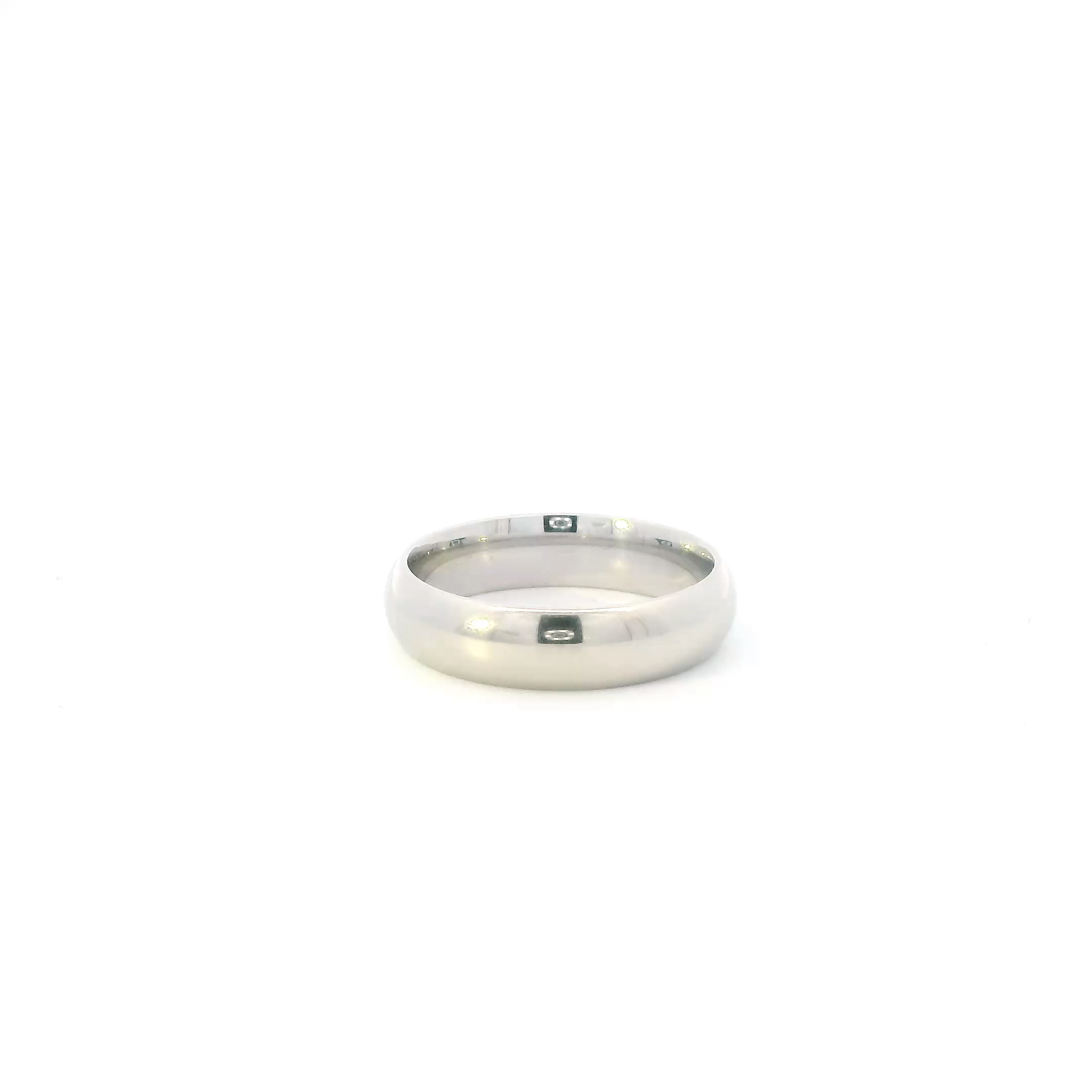 14K White Gold Plain Comfort Mens Band