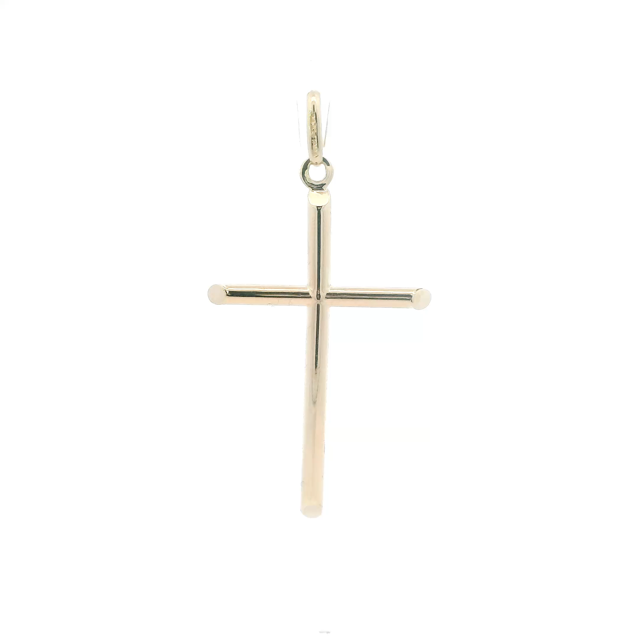 14K Yellow Gold Tube Cross Pendant