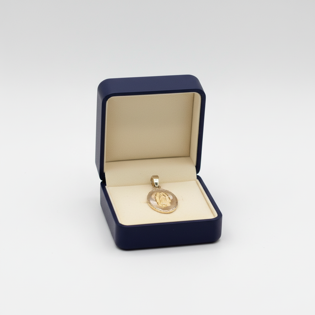 14K Tri Color Gold Oval Double Sided Religious Pendant