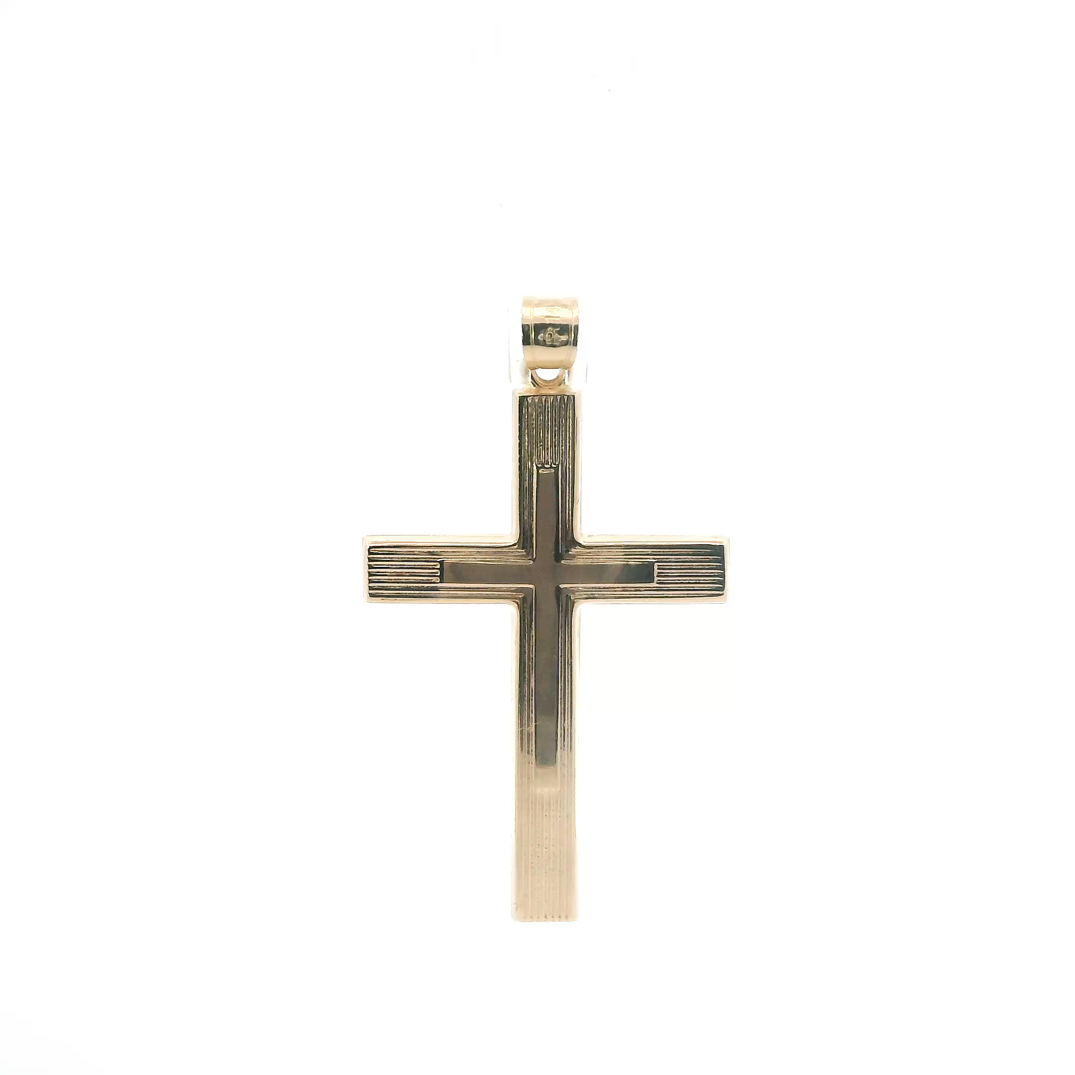 14K Yellow Gold Diamond Cut Cross Pendant