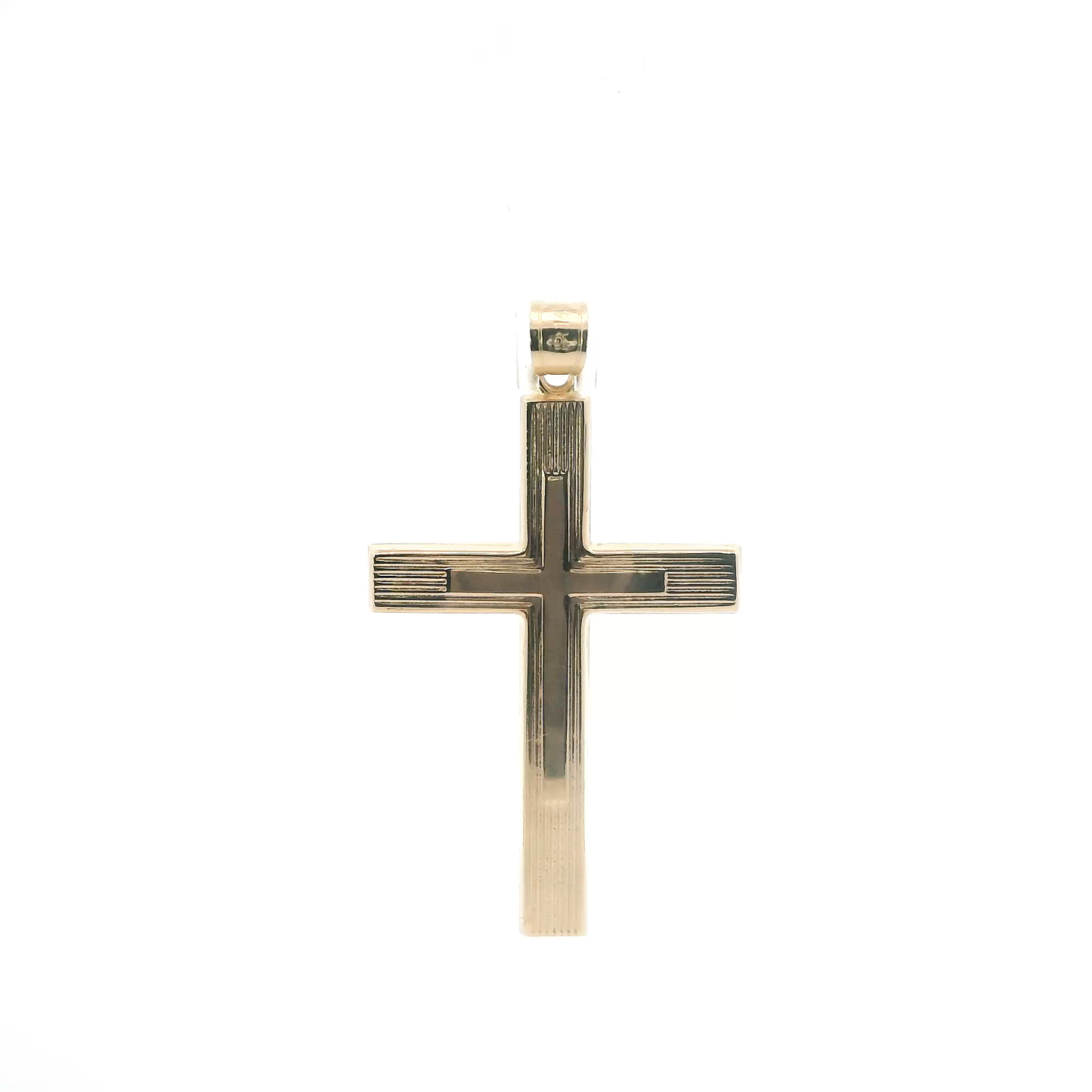 14K Yellow Gold Diamond Cut Cross Pendant