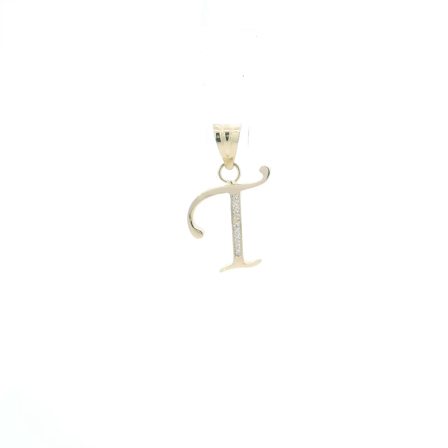 14K Yellow Gold Letter "T" Pendant