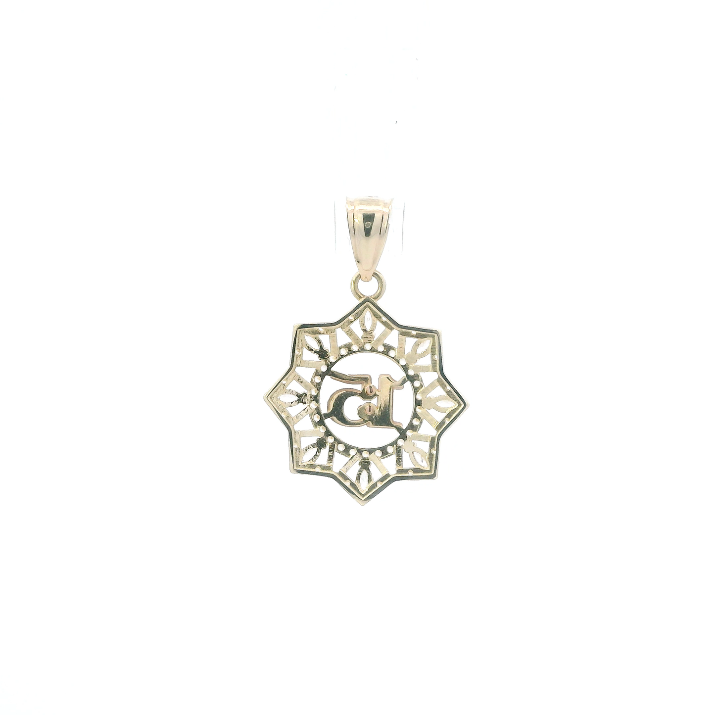 14K Tri Color Gold Cz "15" Pendant