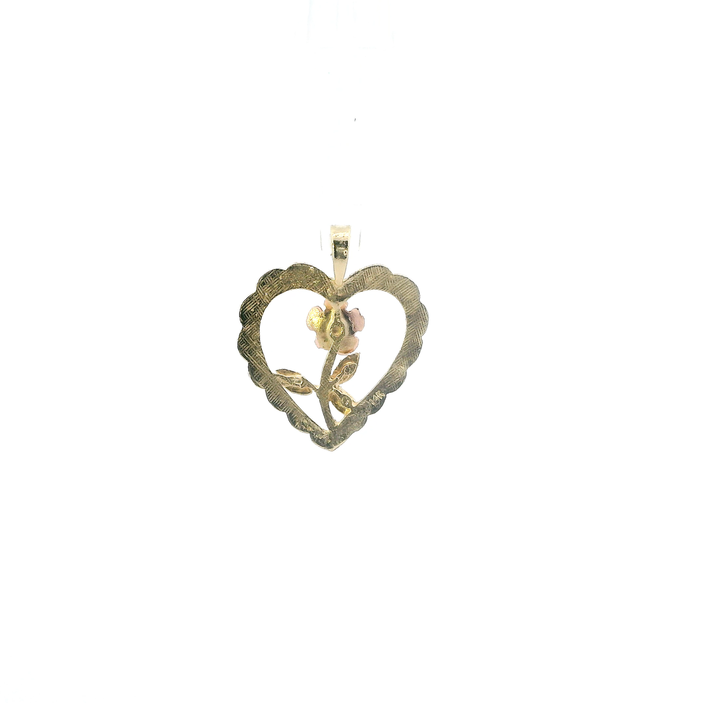 14K Yellow & Rose Gold Flower Heart Pendant