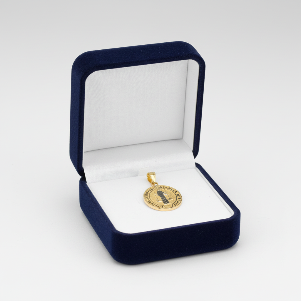 14K Yellow & White Gold Round Double Sided Religious Pendant