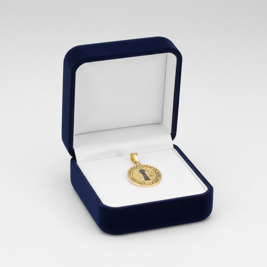 14K Yellow & White Gold Round Double Sided Religious Pendant