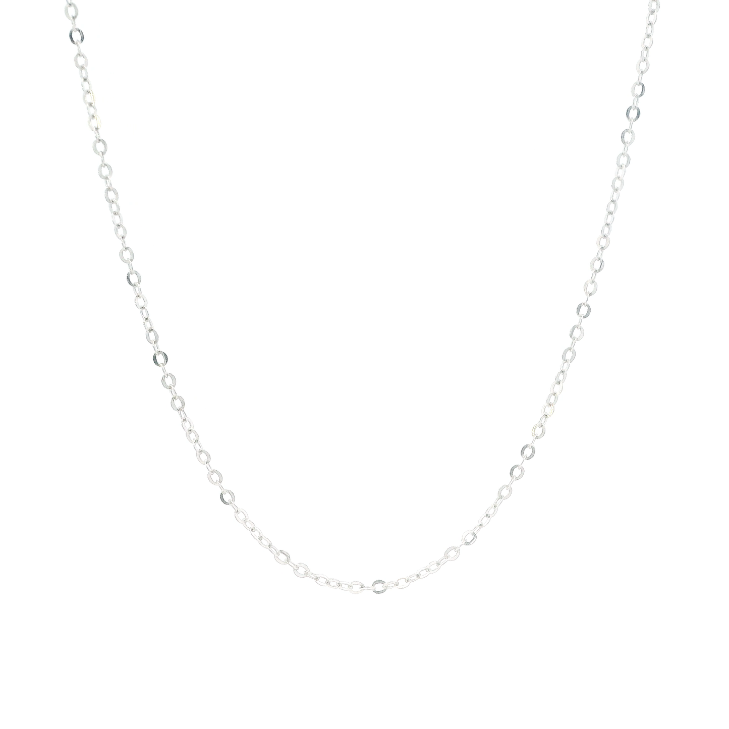 14K White Gold 15.5" Cable Link Chain
