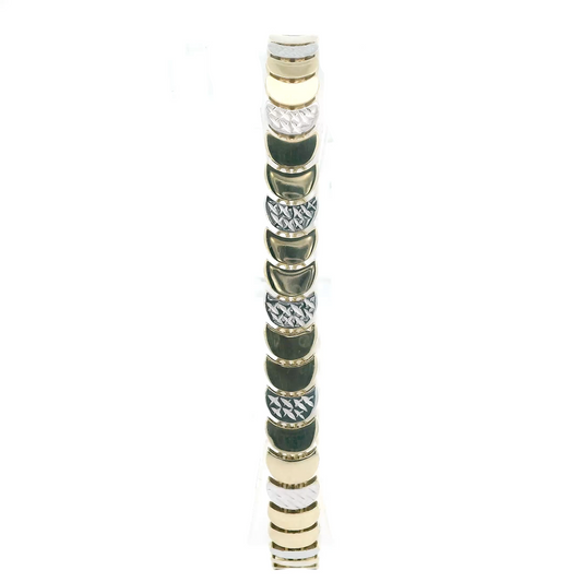 10K Yellow & White Gold 7.5" Half Moon Link Bracelet