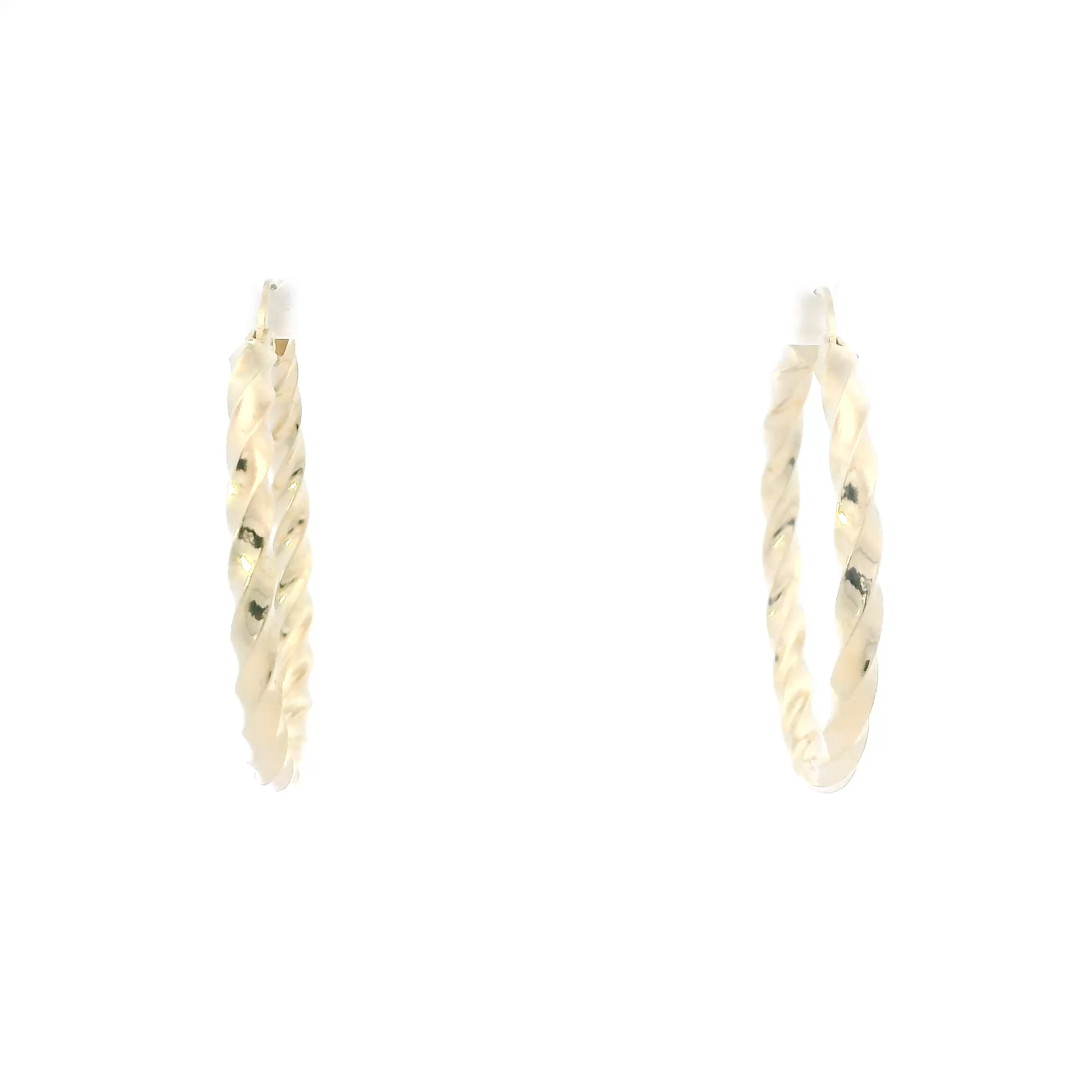 14K Yellow Gold Twisted Hoop Earrings