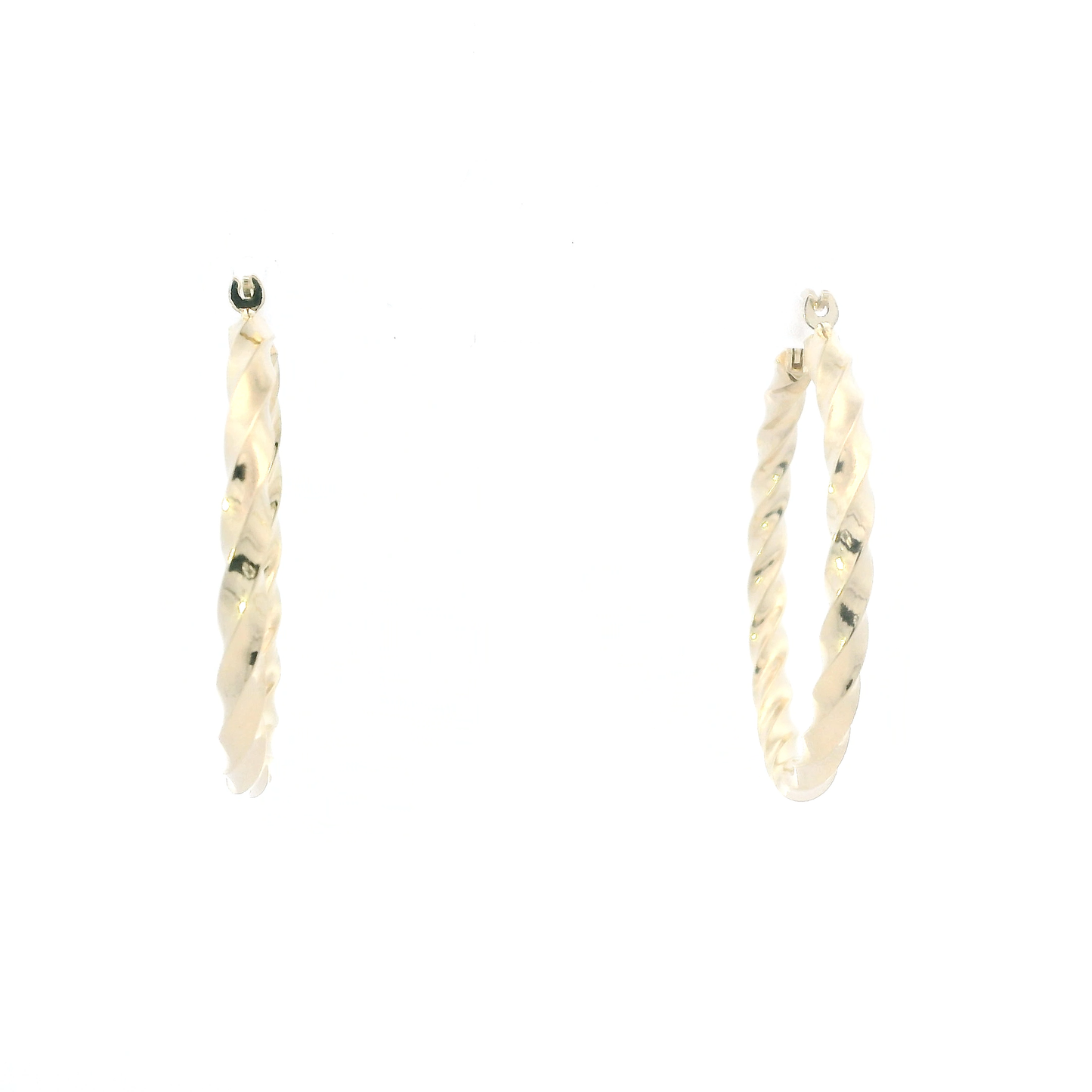 14K Yellow Gold Twisted Hoop Earrings