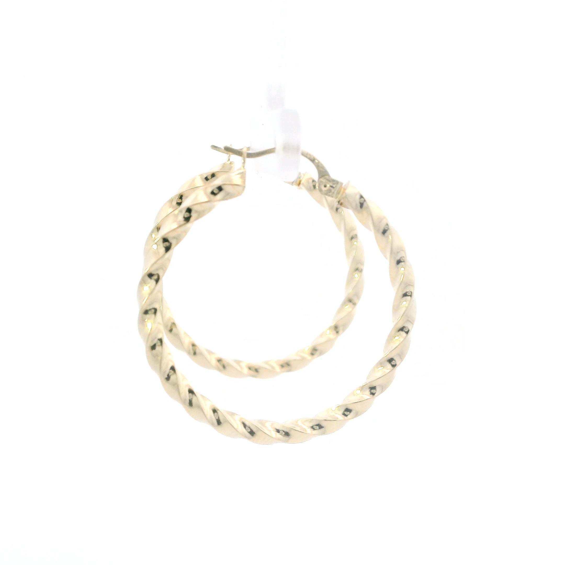 14K Yellow Gold Twisted Hoop Earrings