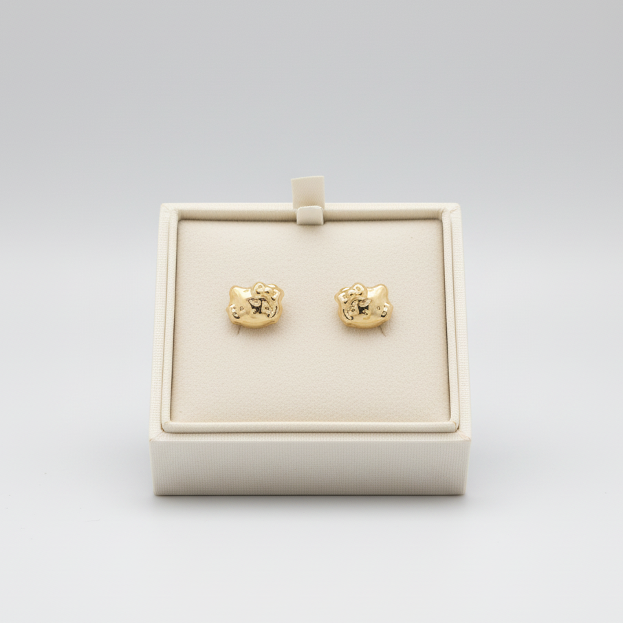 14K Yellow Gold Hello Kitty Stud Earrings