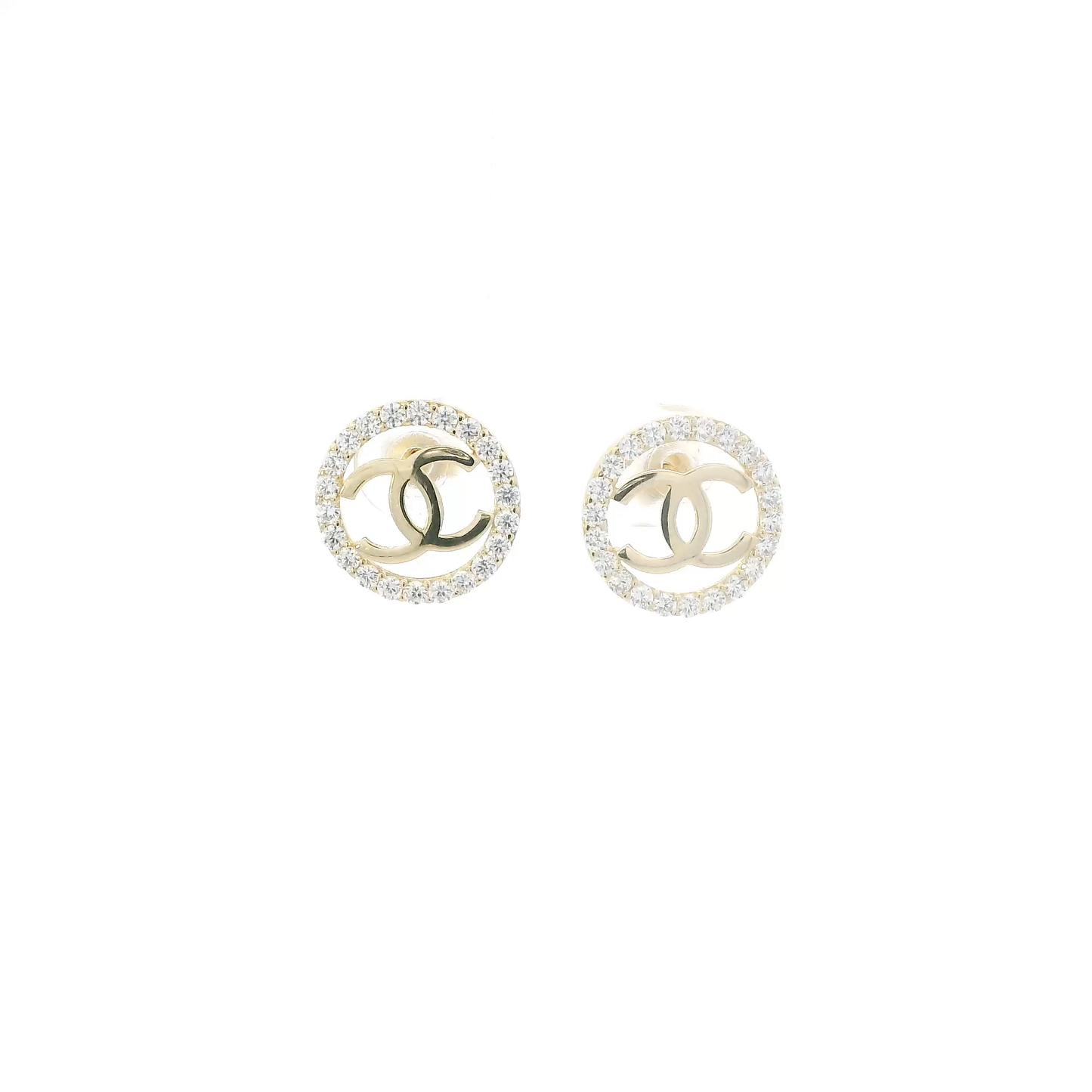 14K Yellow Gold "CC" Stud Earrings