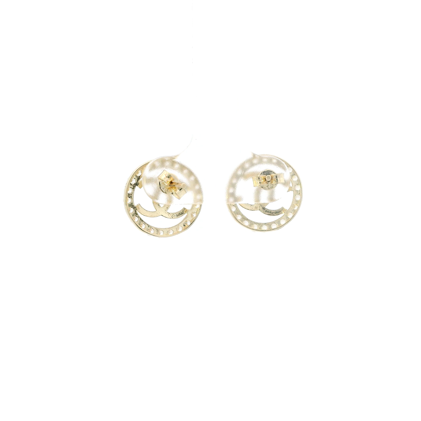 14K Yellow Gold "CC" Stud Earrings
