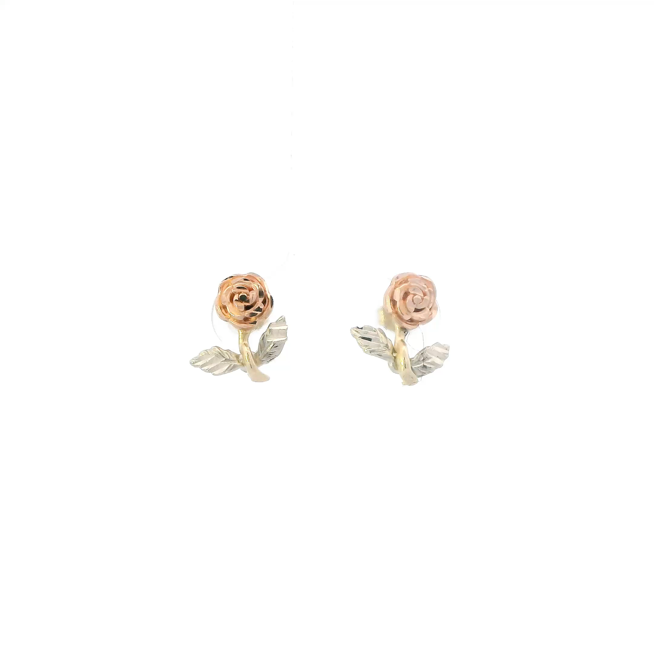 14K Yellow & Rose Gold Black Hills Gold Rose Stud Earrings