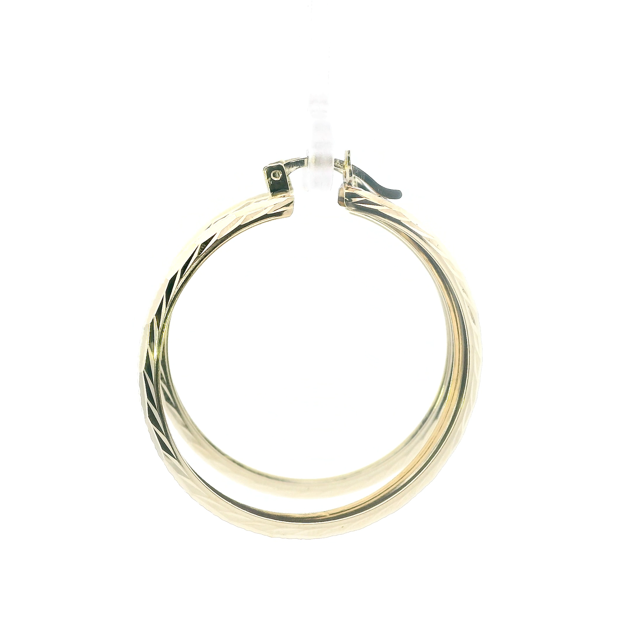 14K Yellow Gold Diamond Cut Hoop Earrings