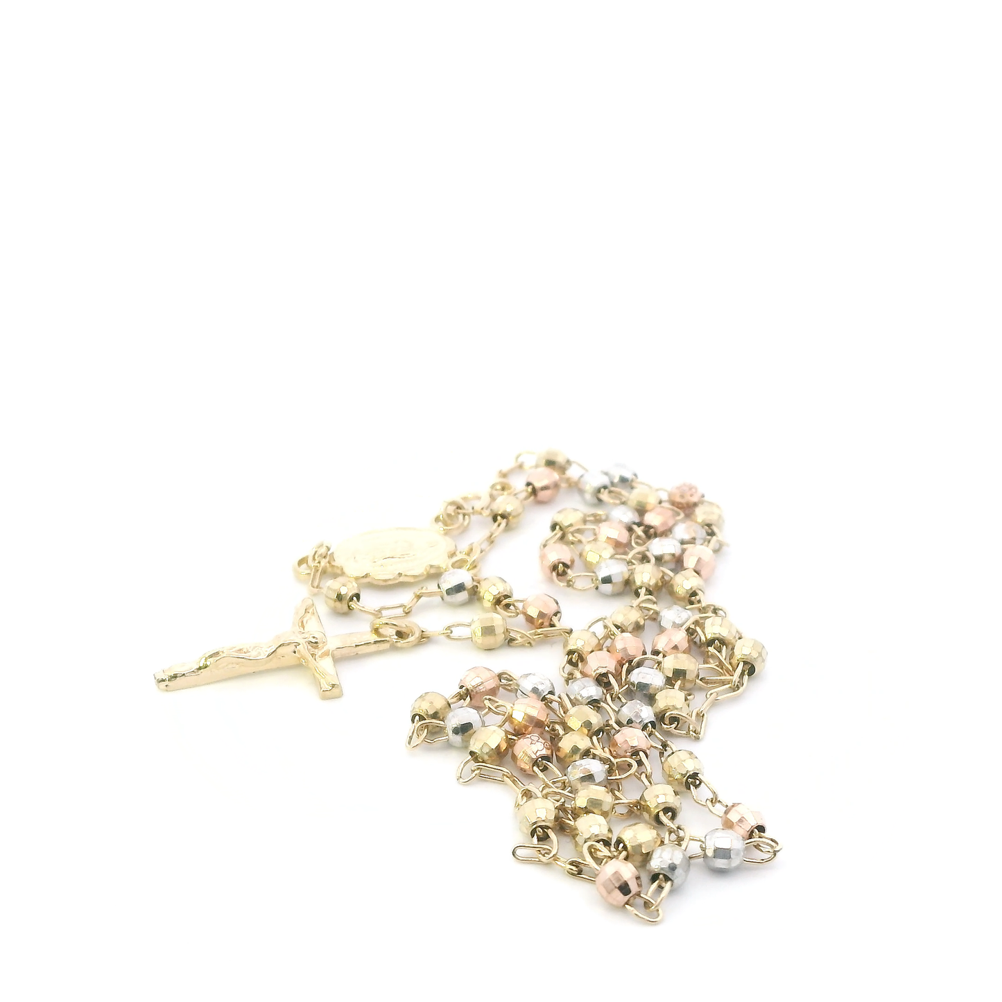 10K Tri Color Gold 17" Beaded Rosary