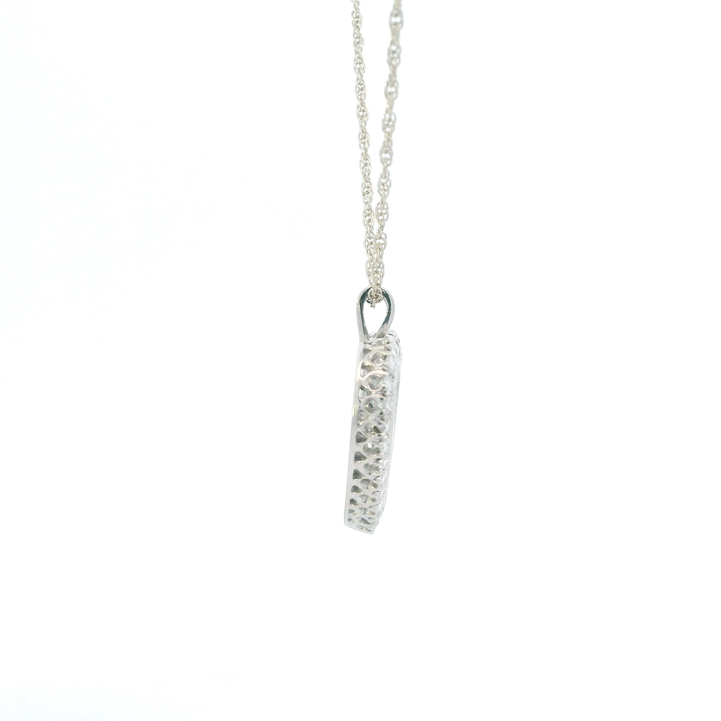 14K White Gold Diamonds Heart Pendant & 18" Rope Chain - 0.56ct