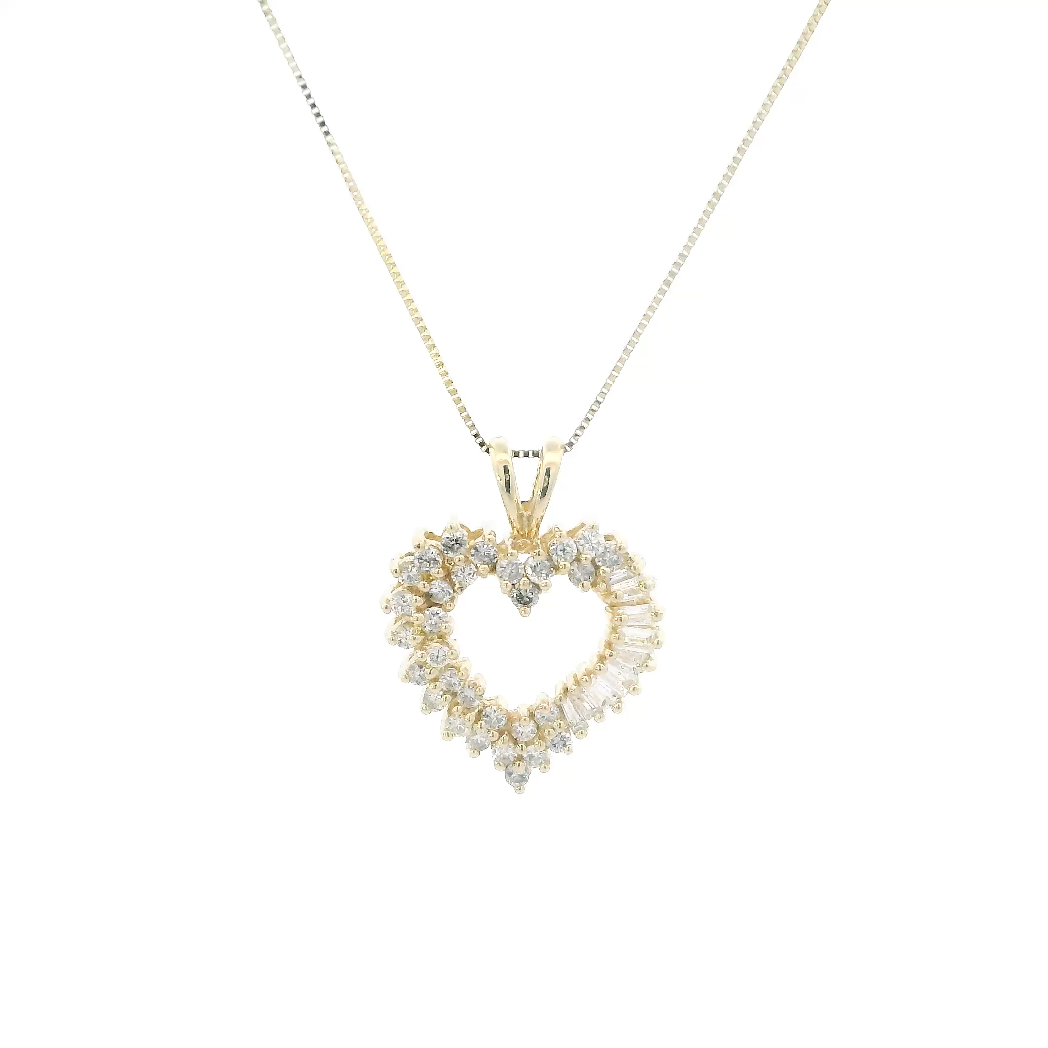14K Yellow Gold Diamonds Heart Pendant & 18