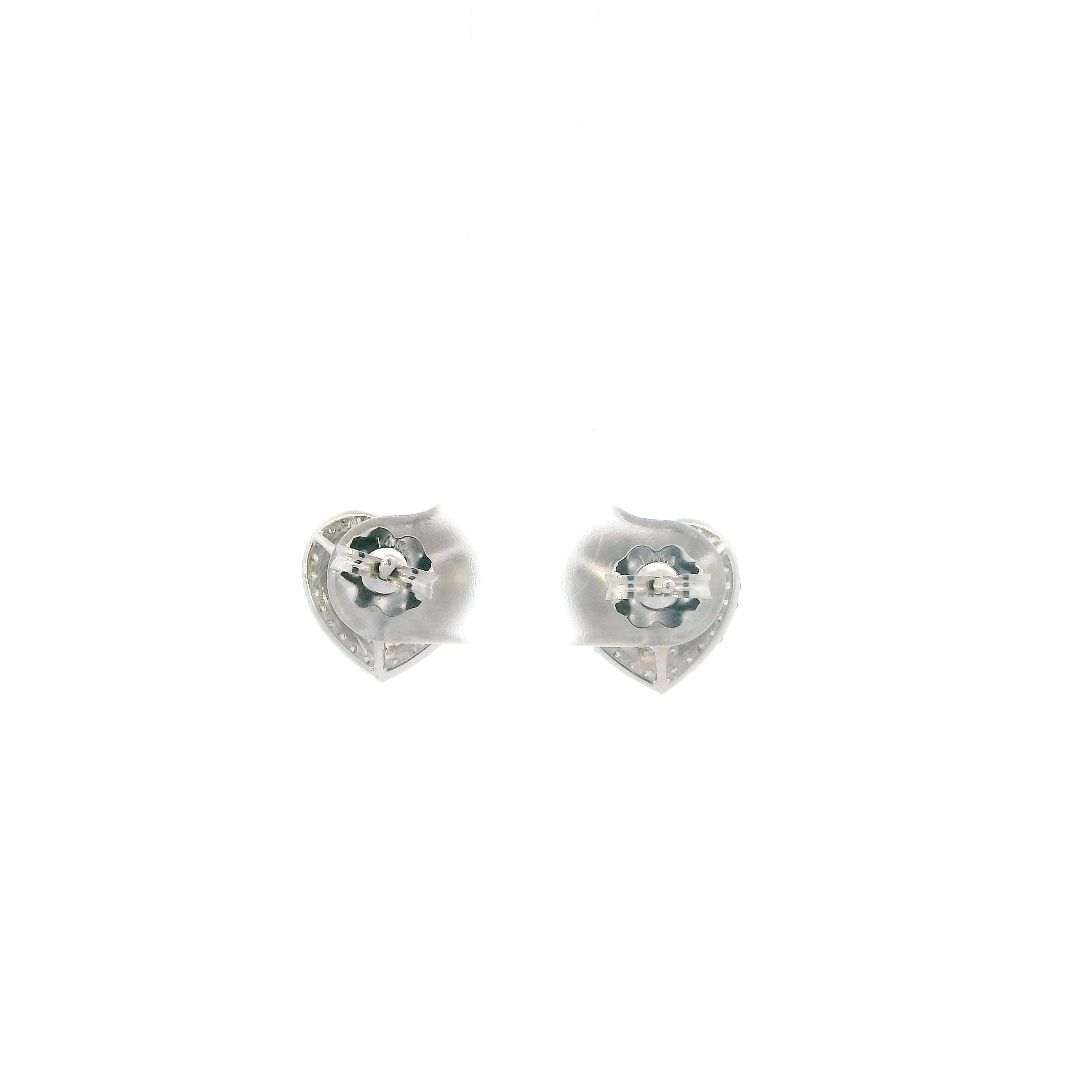 14K White Gold Diamonds Heart Earrings - 0.76ct
