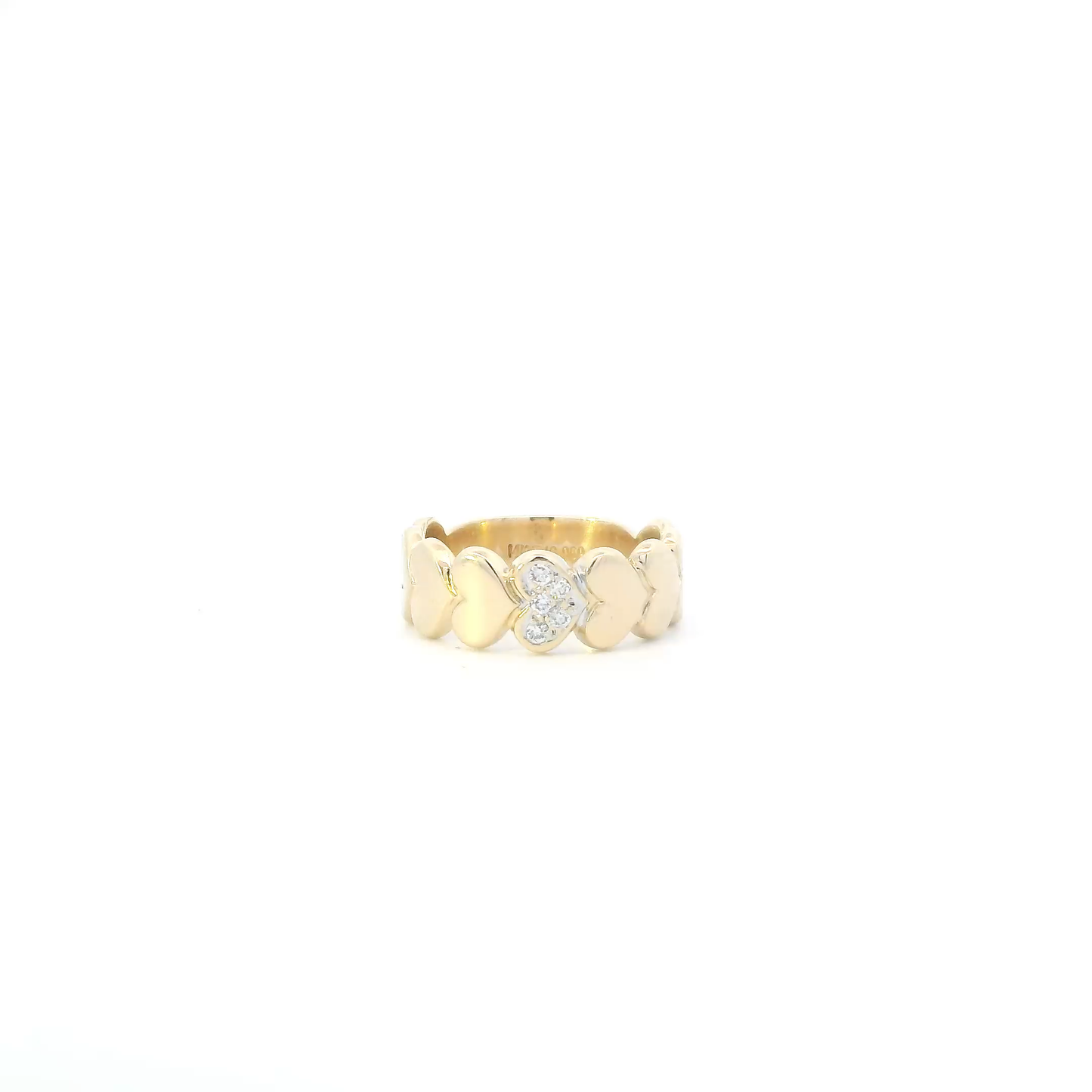 14K Yellow Gold Diamonds Heart Band - 0.05ct