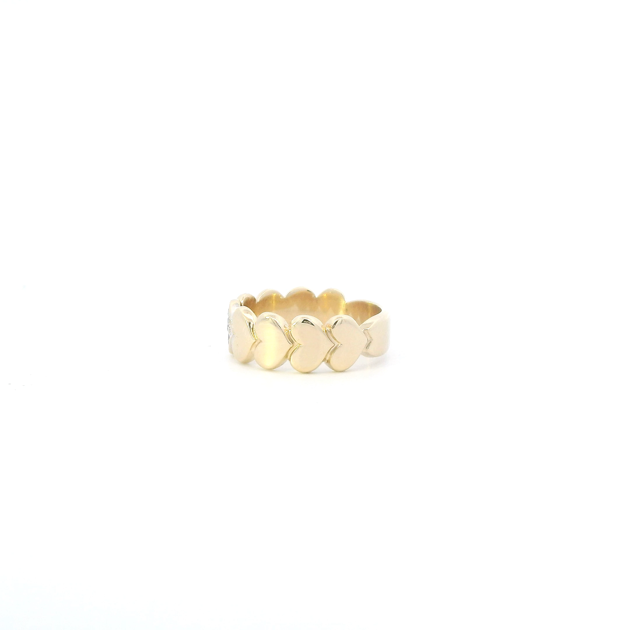 14K Yellow Gold Diamonds Heart Band - 0.05ct